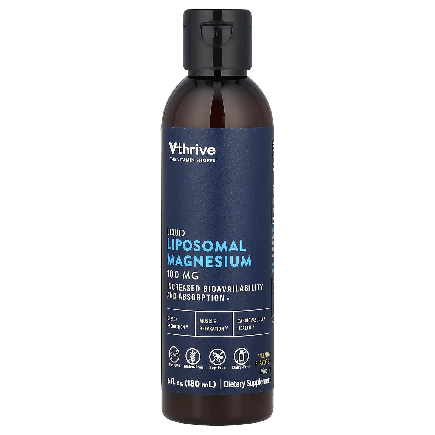Vthrive, Liquid Liposomal Magnesium, Lemon, 100 mg , 6 fl oz (180 ml) - Image 1