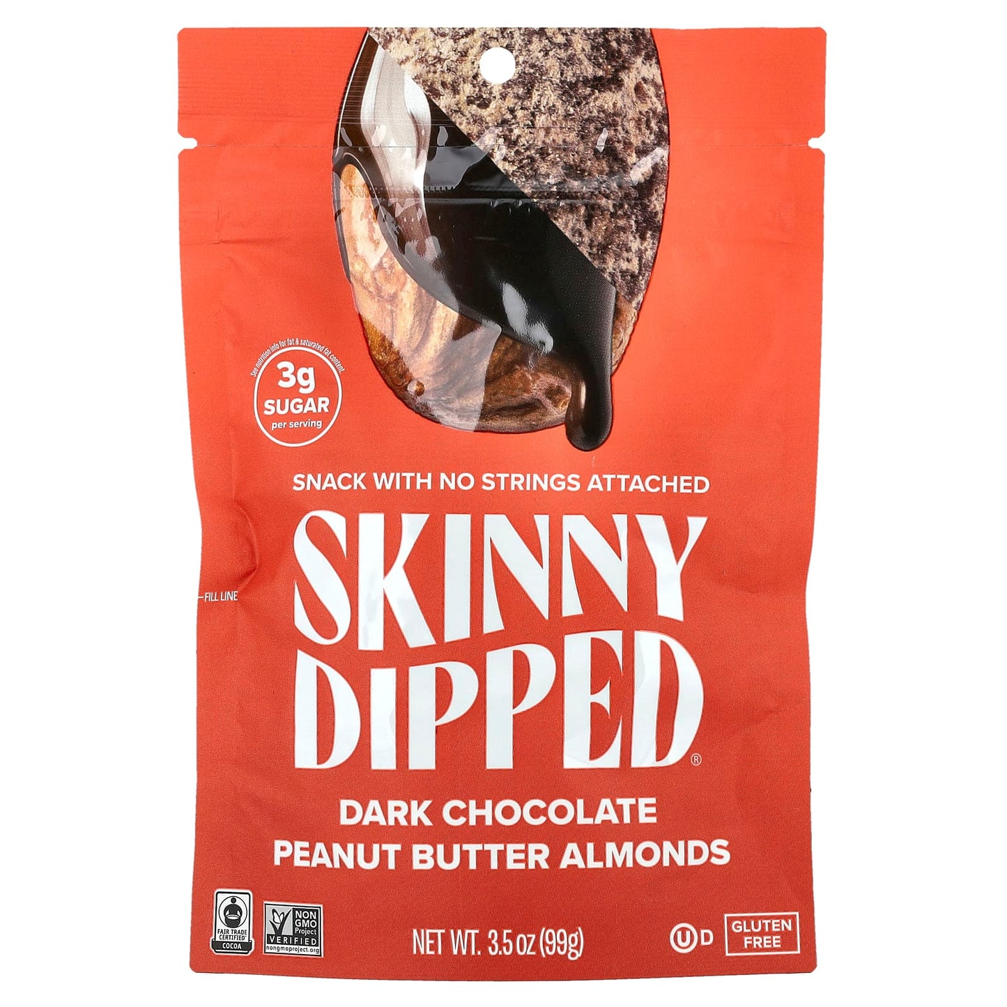 SkinnyDipped, Dark Chocolate Peanut Butter Almonds, 3.5 oz (99 g) - Image 1