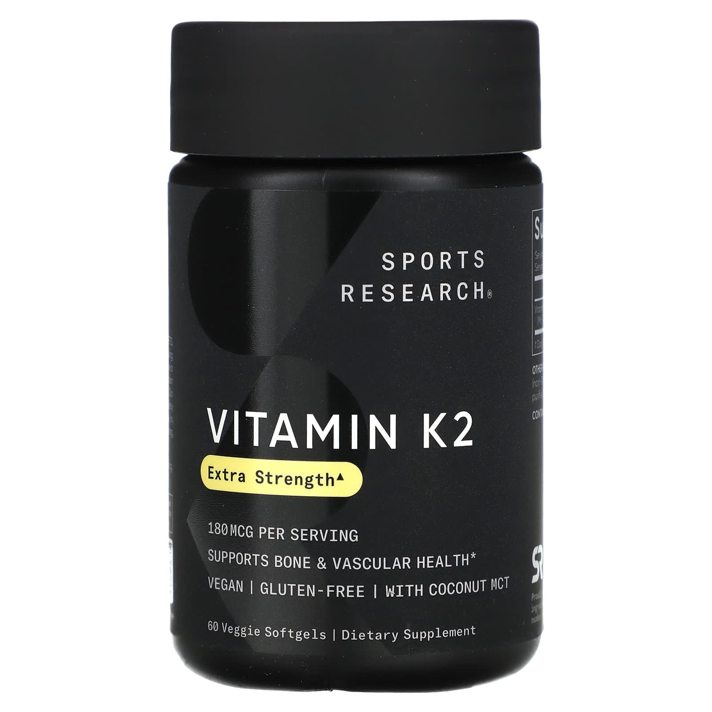 Sports Research, Vitamin K2, Extra Strength, 180 mcg, 60 Veggie Softgels - Image 1