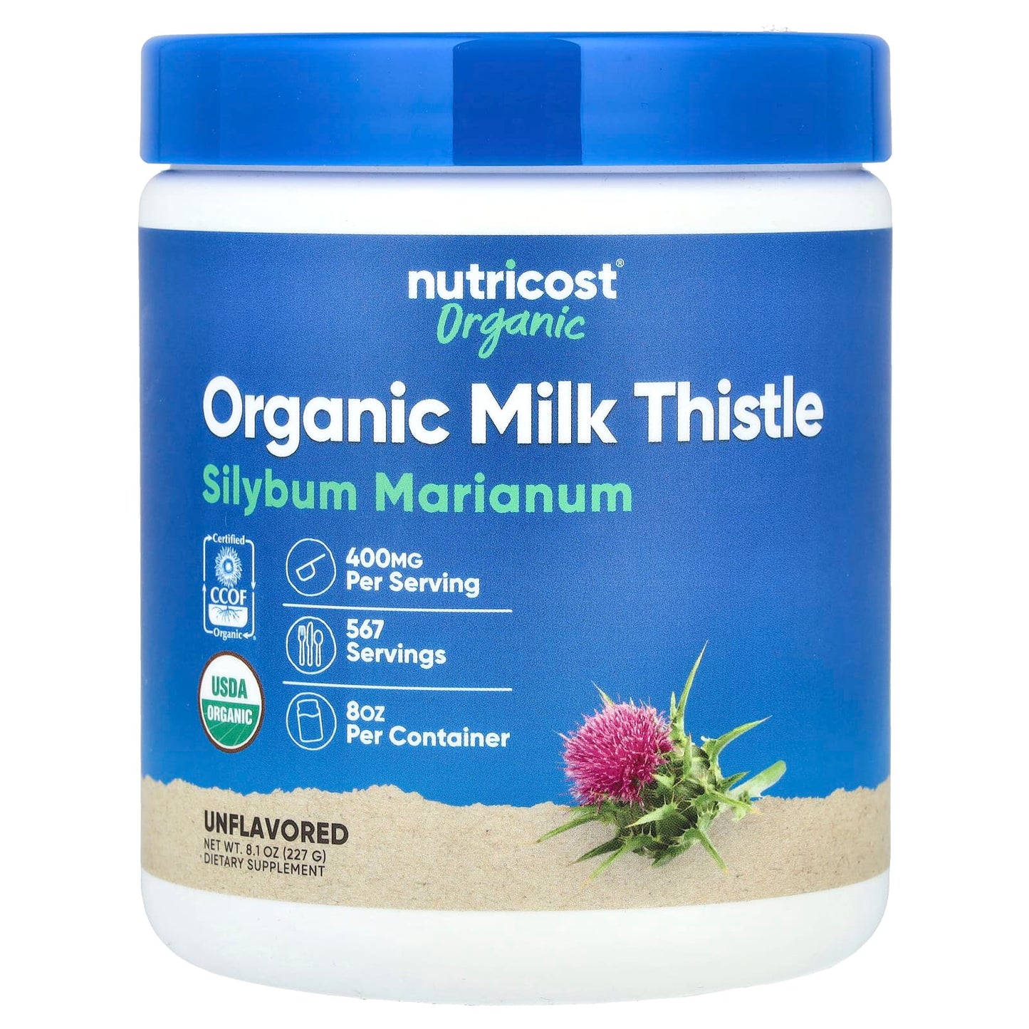 Nutricost, Organic Milk Thistle, Unflavored, 8.1 oz (227 g) - Image 1