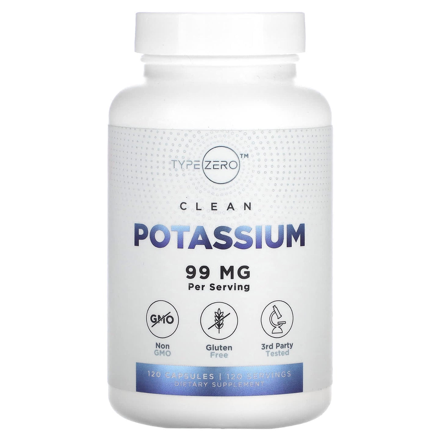 TypeZero, Clean, Potassium, 99 mg, 120 Capsules