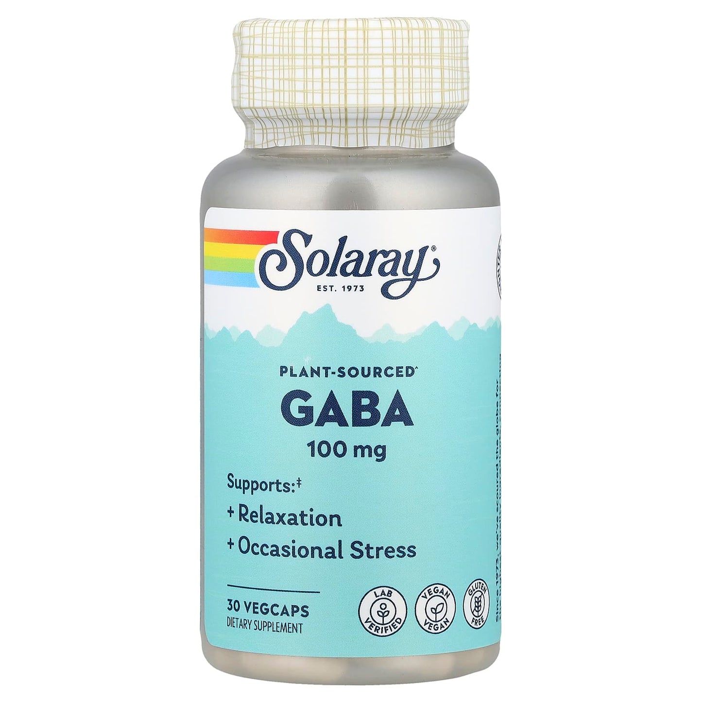 Solaray, Plant-Sourced GABA, 100 mg, 30 VegCaps - Image 1