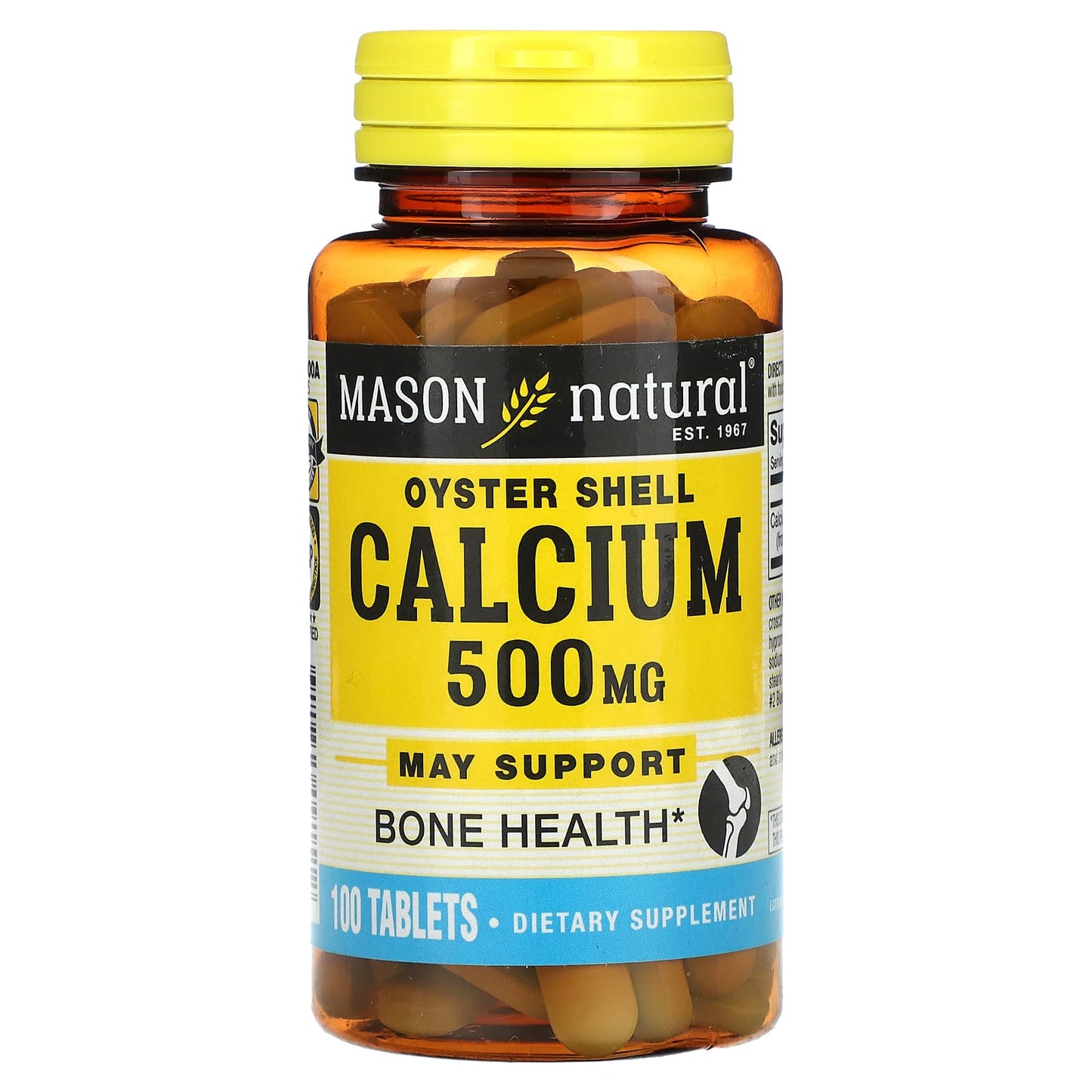 Mason Natural, Oyster Shell Calcium, 500 mg, 100 Tablets - Image 1