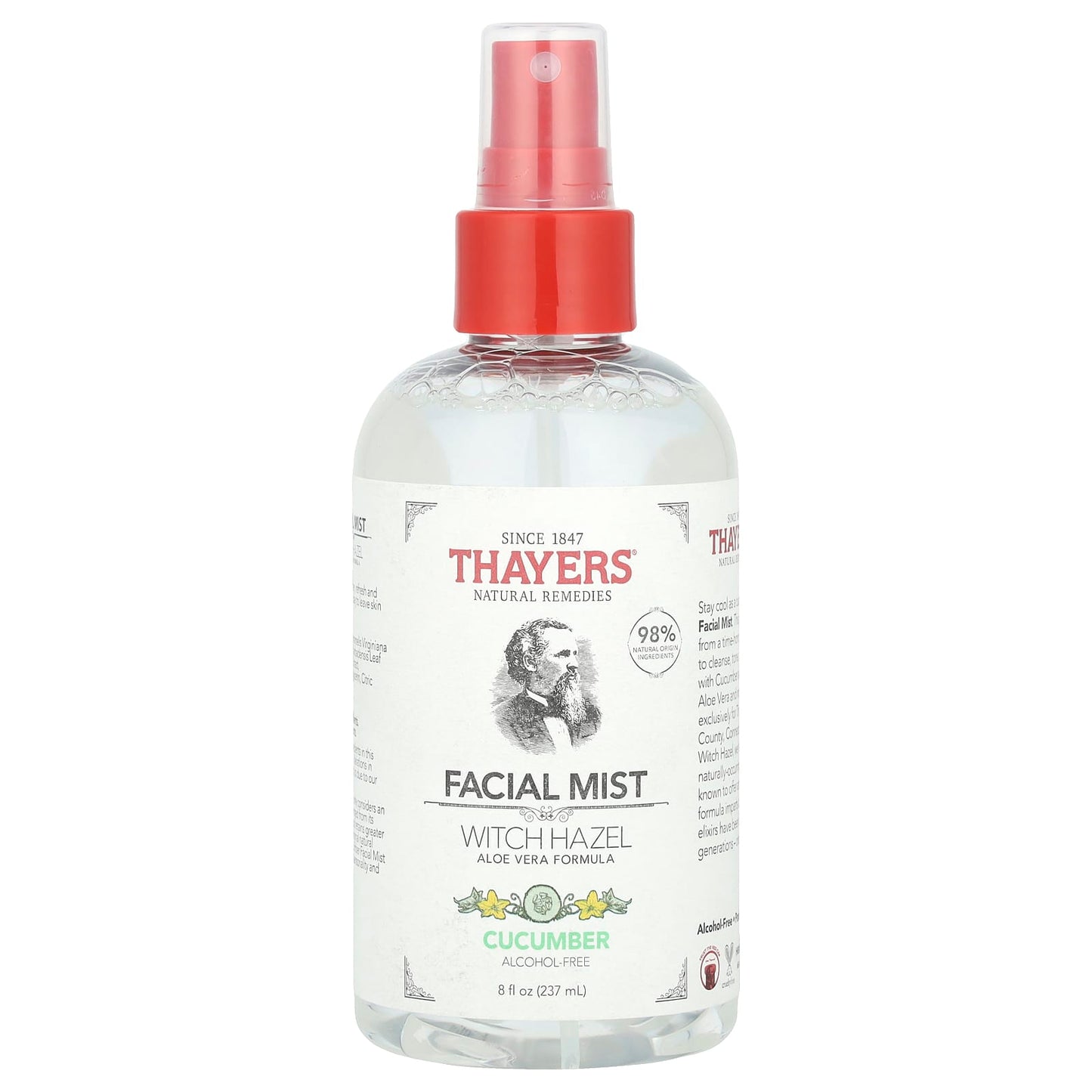 Thayers, Witch Hazel Facial Mist, Alcohol-Free, Cucumber, 8 fl oz (237 ml) - Image 1
