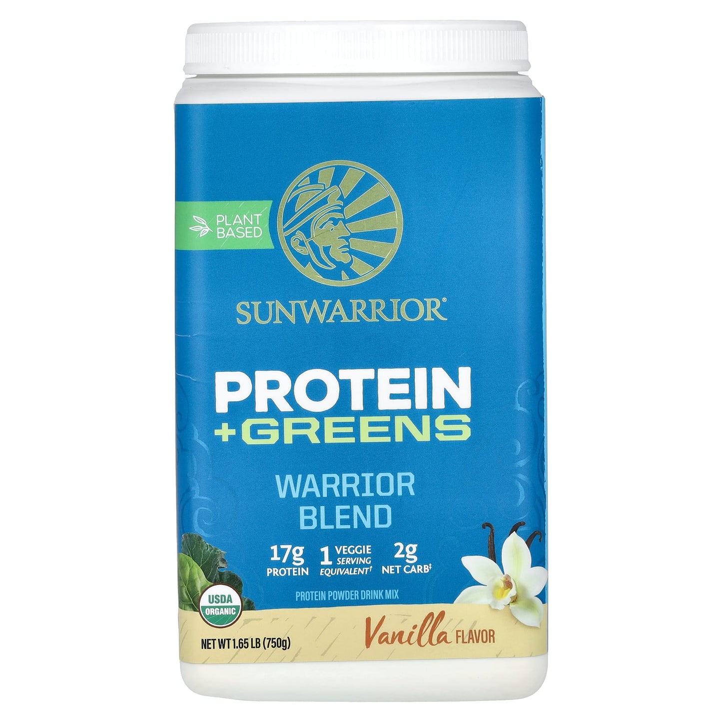Sunwarrior, Warrior Blend, Protein + Greens, Vanilla, 1.65 lb (750 g) - Image 1