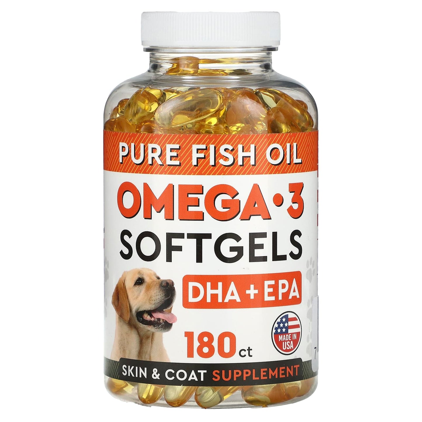 StrellaLab, Pure Fish Oil, Omega-3 Softgels, For Dogs, 180 Softgels - Image 1