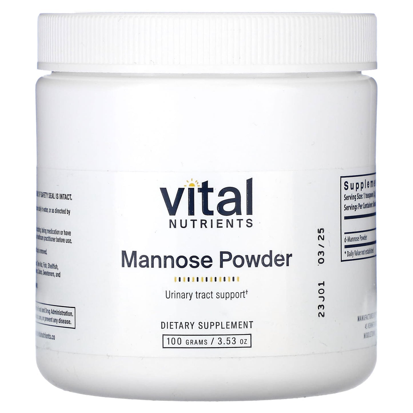 Vital Nutrients, Mannose Powder, 3.53 oz (100 g) - Image 1