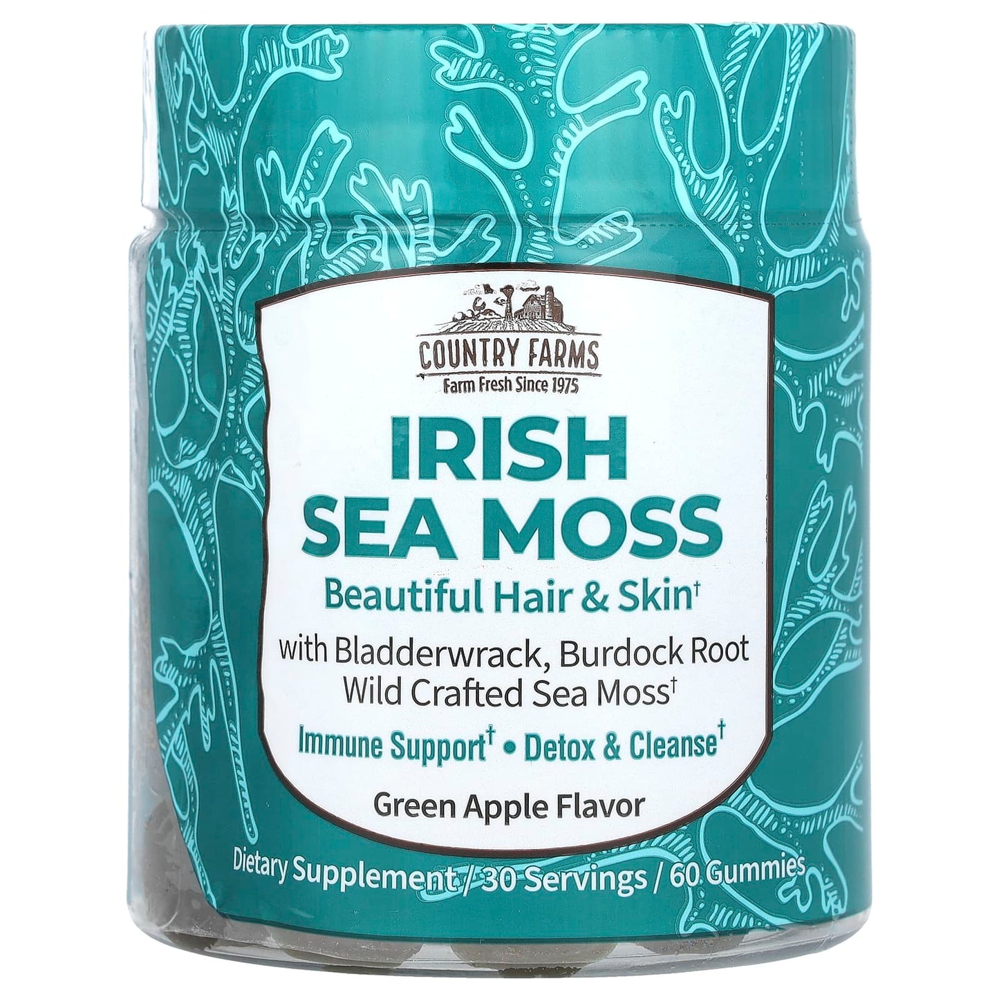 Country Farms, Irish Sea Moss Gummies, Green Apple , 60 Gummies