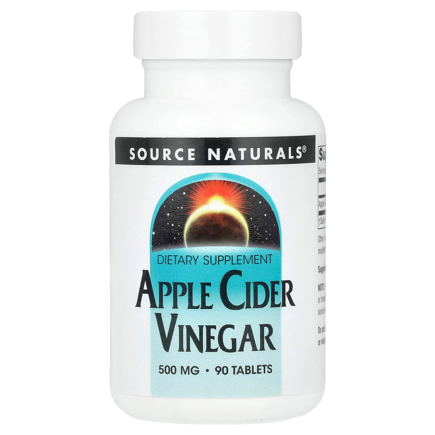 Source Naturals, Apple Cider Vinegar, 500 mg, 90 Tablets - Image 1