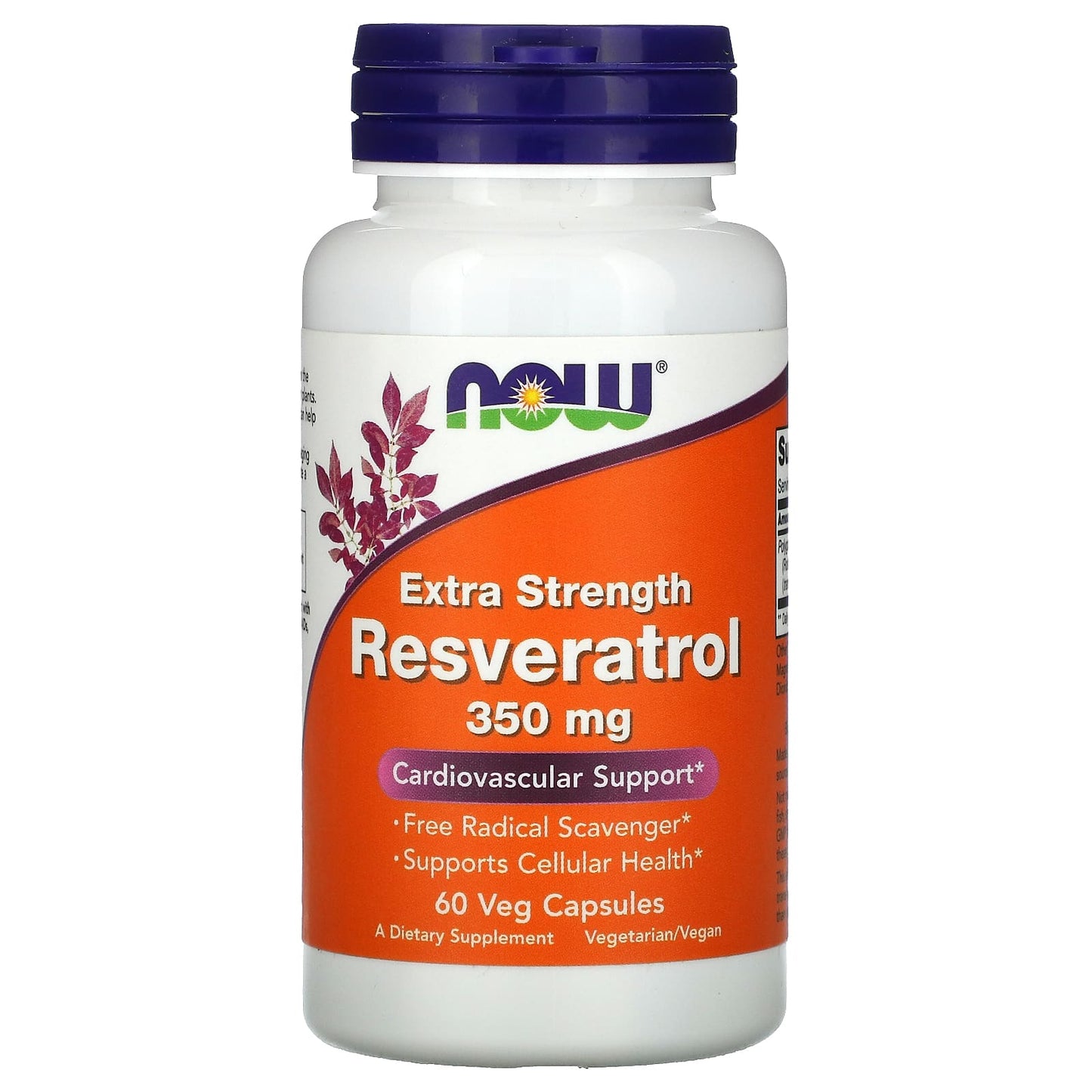 NOW Foods, Extra Strength Resveratrol, 350 mg, 60 Veg Capsules - Image 1