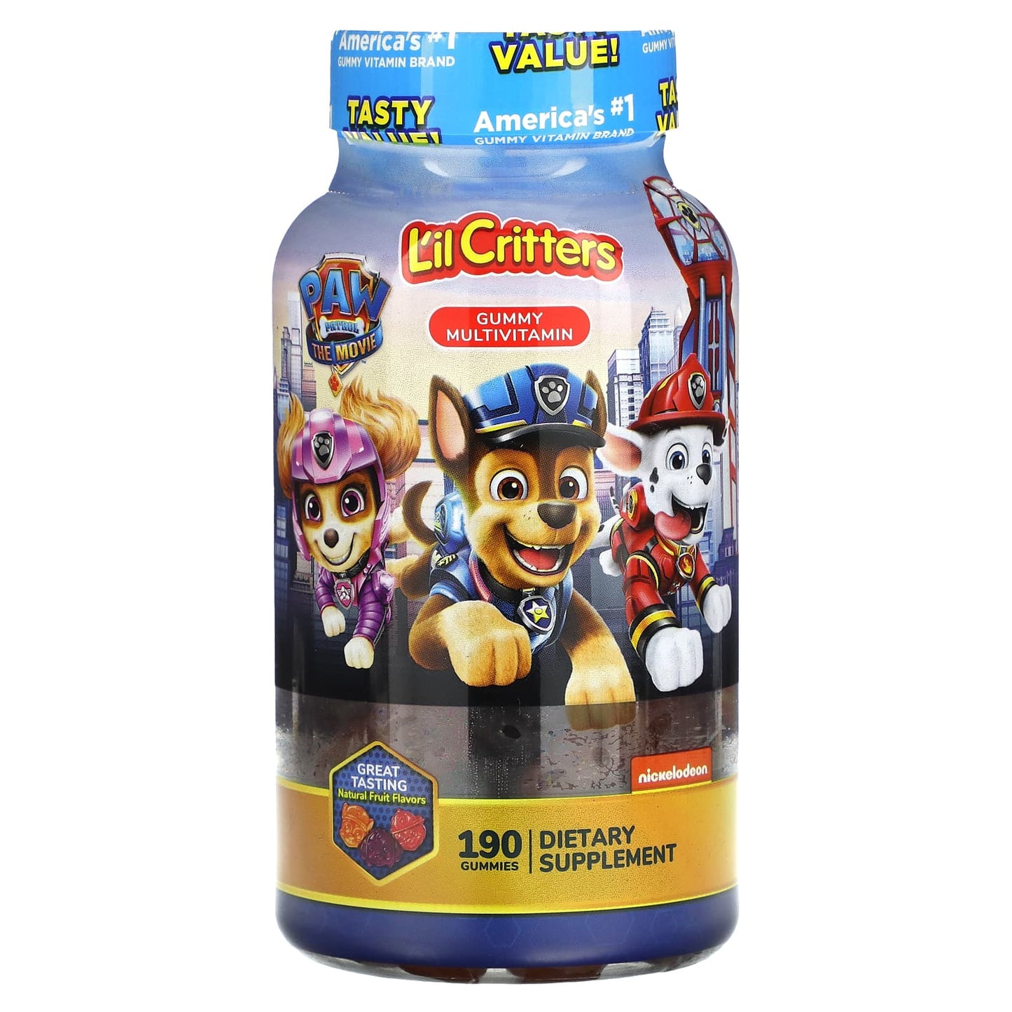 L'il Critters, Paw Patrol The Movie, Gummy Multivitamin, Natural Fruit, 190 Gummies - Image 1