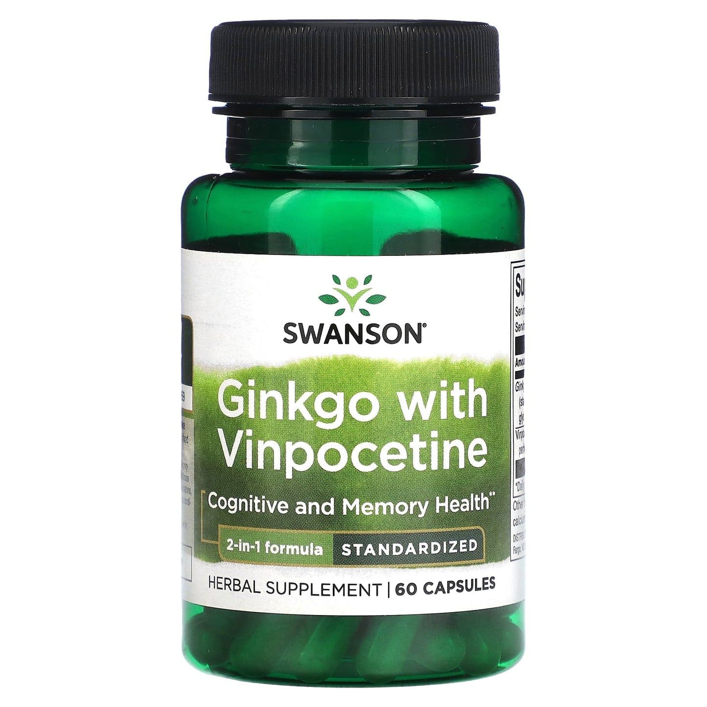 Swanson, Ginkgo with Vinpocetine, Standardized, 60 Capsules - Image 1