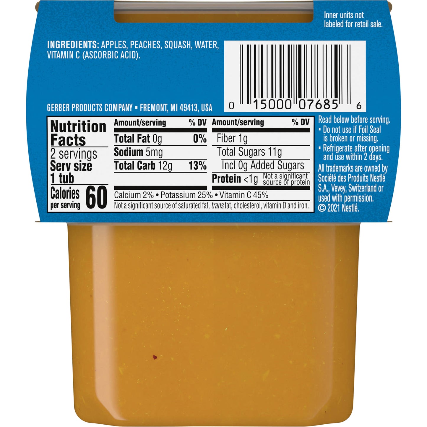 Gerber Natural 2nd Foods Apple Peach Squash Puree 2 Pack, 4 oz Each - Image 2