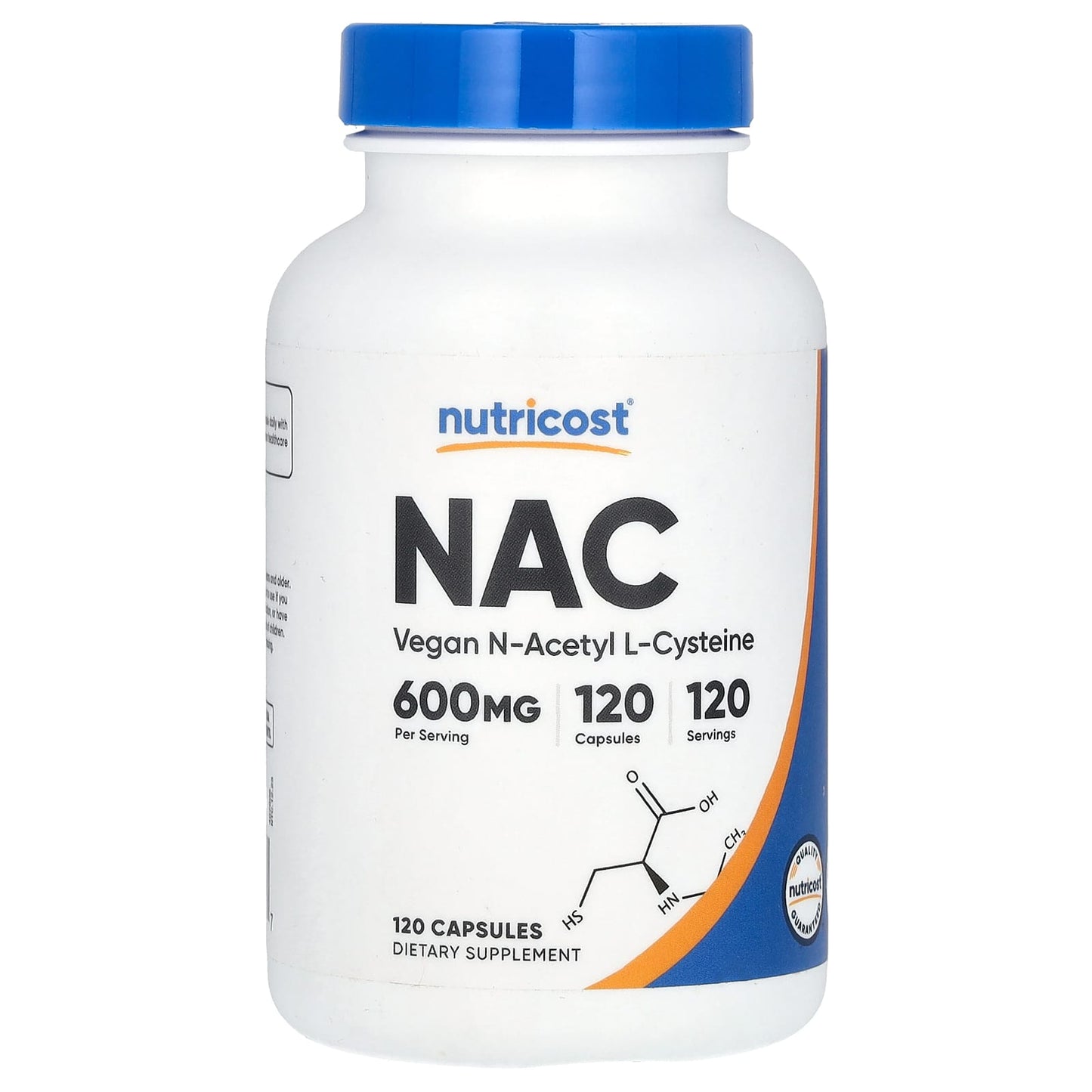 Nutricost, NAC, Vegan N-Acetyl L-Cysteine, 600 mg, 120 Capsules - Image 1