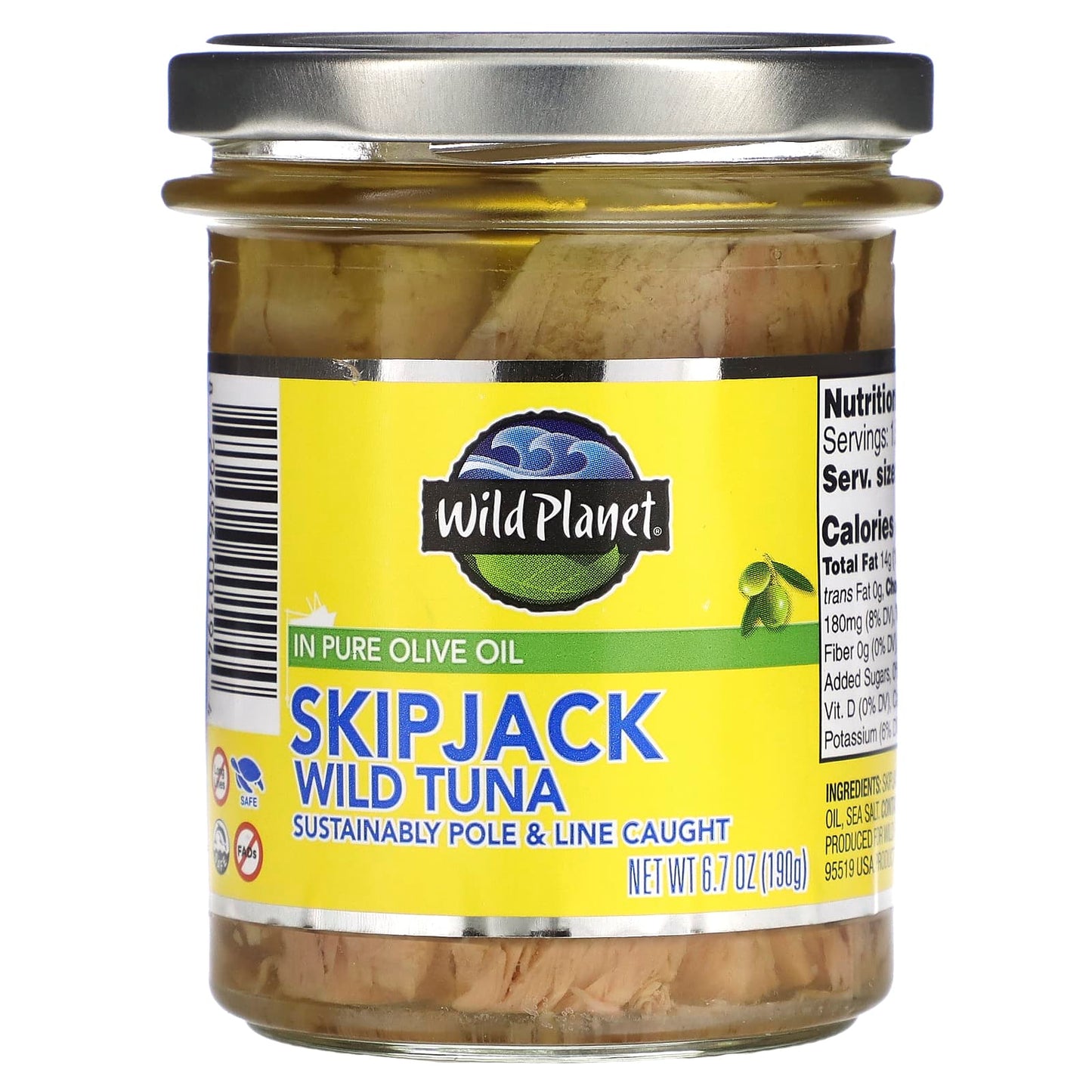 Wild Planet, Skipjack Wild Tuna in Pure Olive Oil, 6.7 oz (190 g) - Image 1