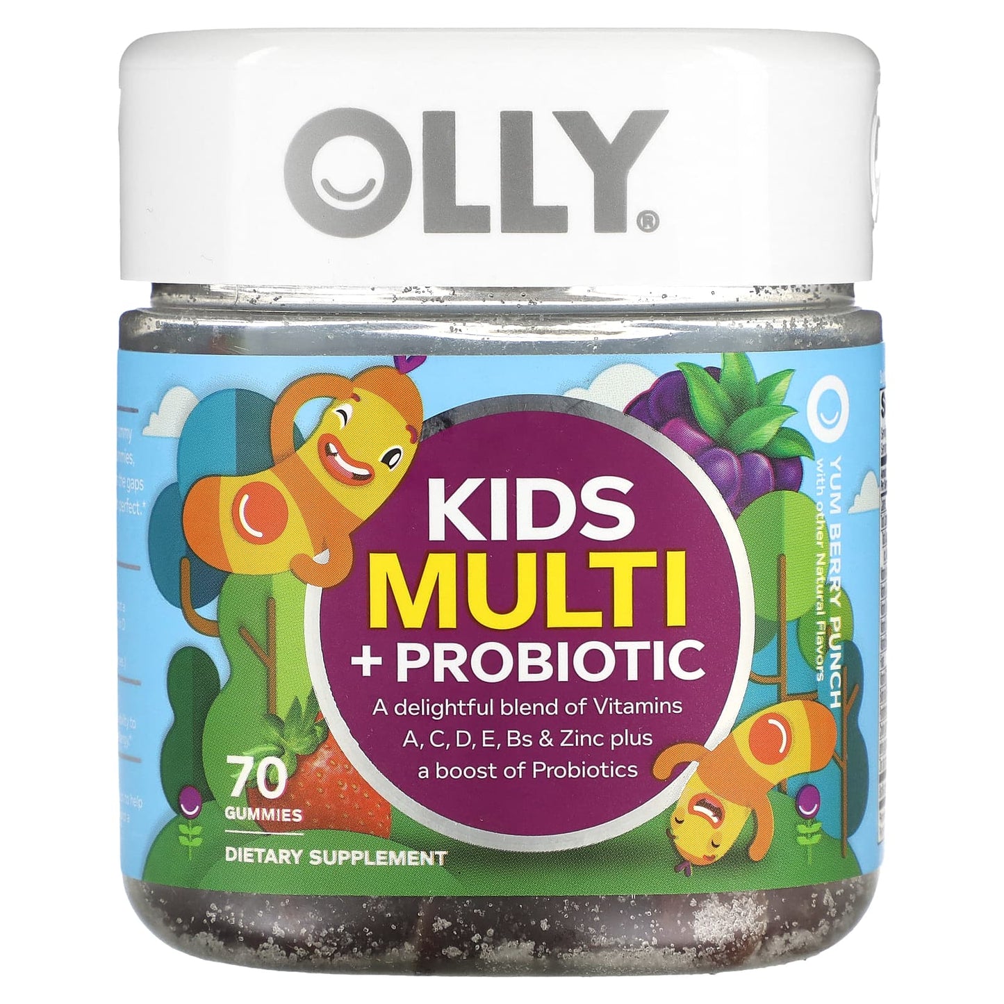 OLLY, Kids Multi + Probiotic, Yum Berry Punch, 70 Gummies - Image 1