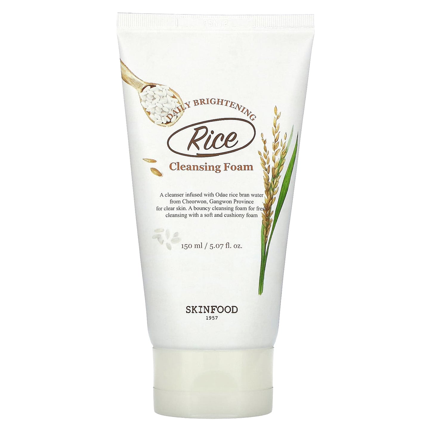 SKINFOOD, Rice Daily Brightening Cleansing Foam, 5.07 fl oz (150 ml) - Image 1