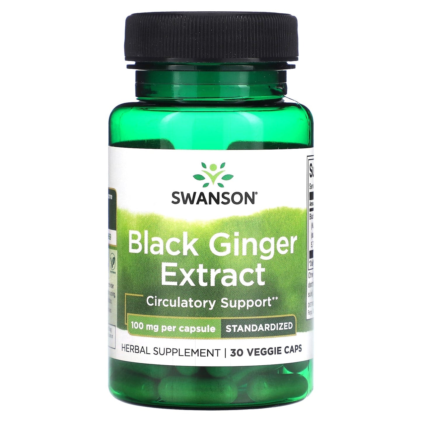 Swanson, Black Ginger Extract, 100 mg, 30 Veggie Caps - Image 1