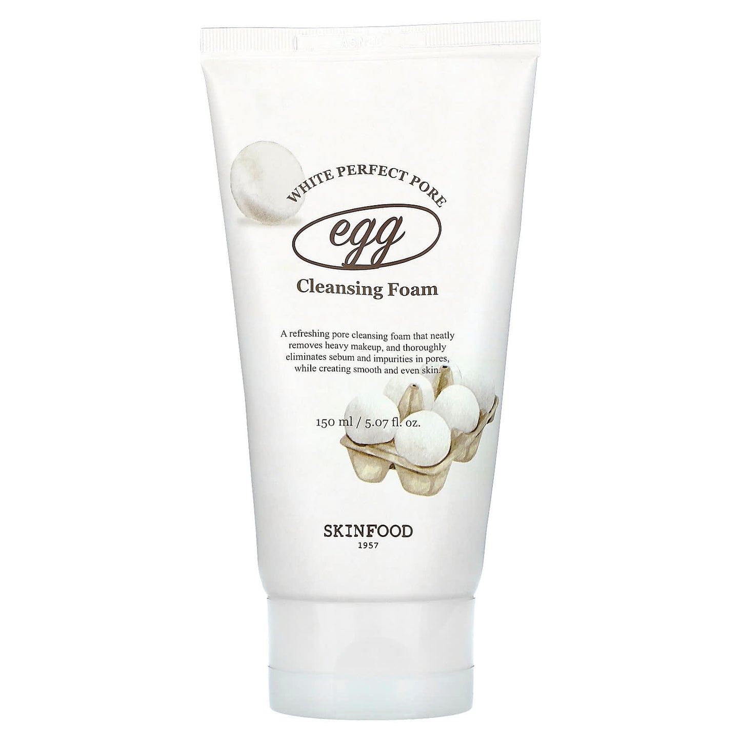 SKINFOOD, Egg White Perfect Pore Cleansing Foam, 5.07 fl oz (150 ml) - Image 1
