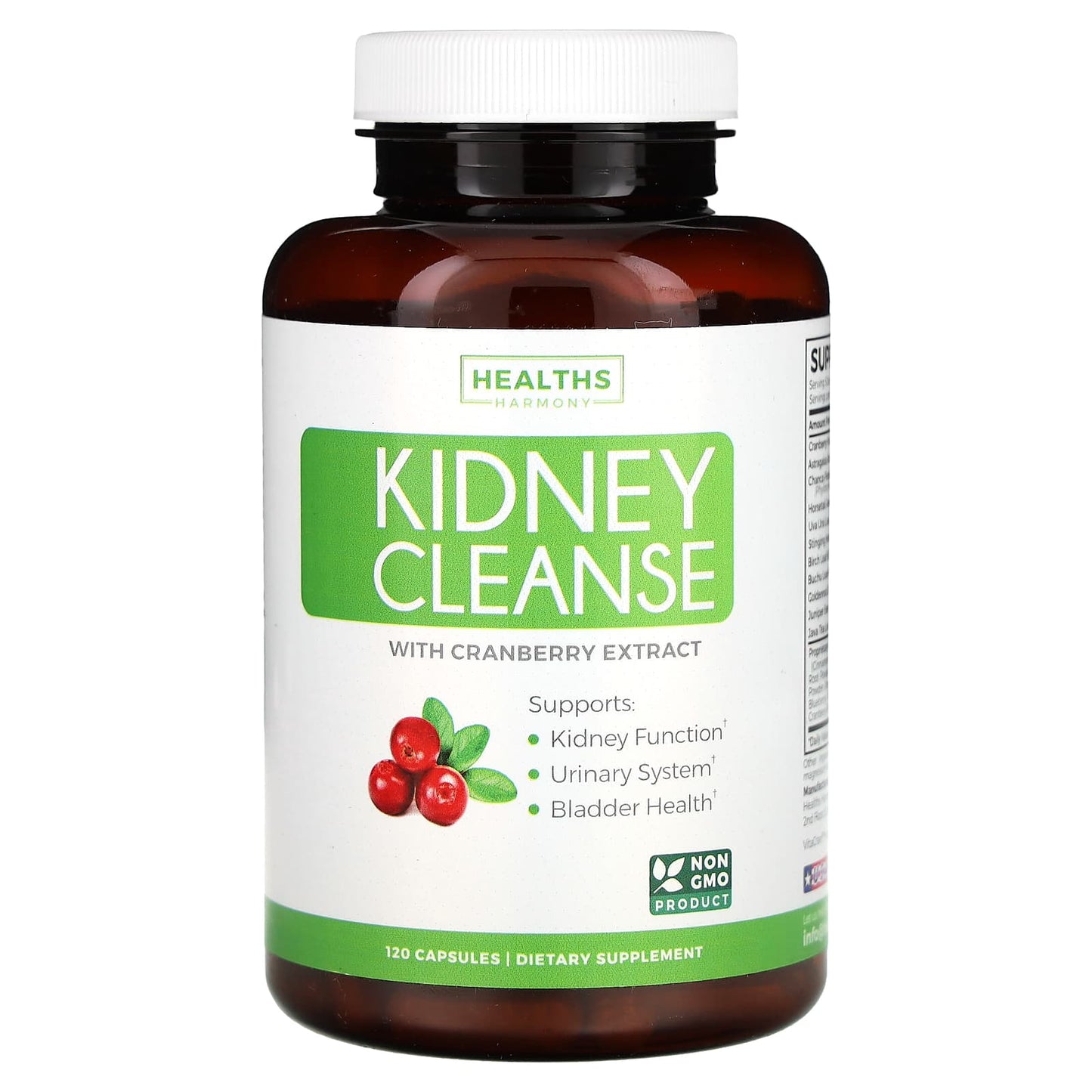 Kidney Cleanse Support with Cranberry Extract - 120 Capsules - Image 1