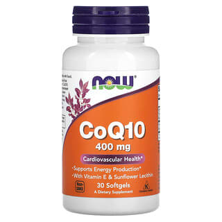 NOW Foods CoQ10 400mg, 30 Softgels for Heart Health