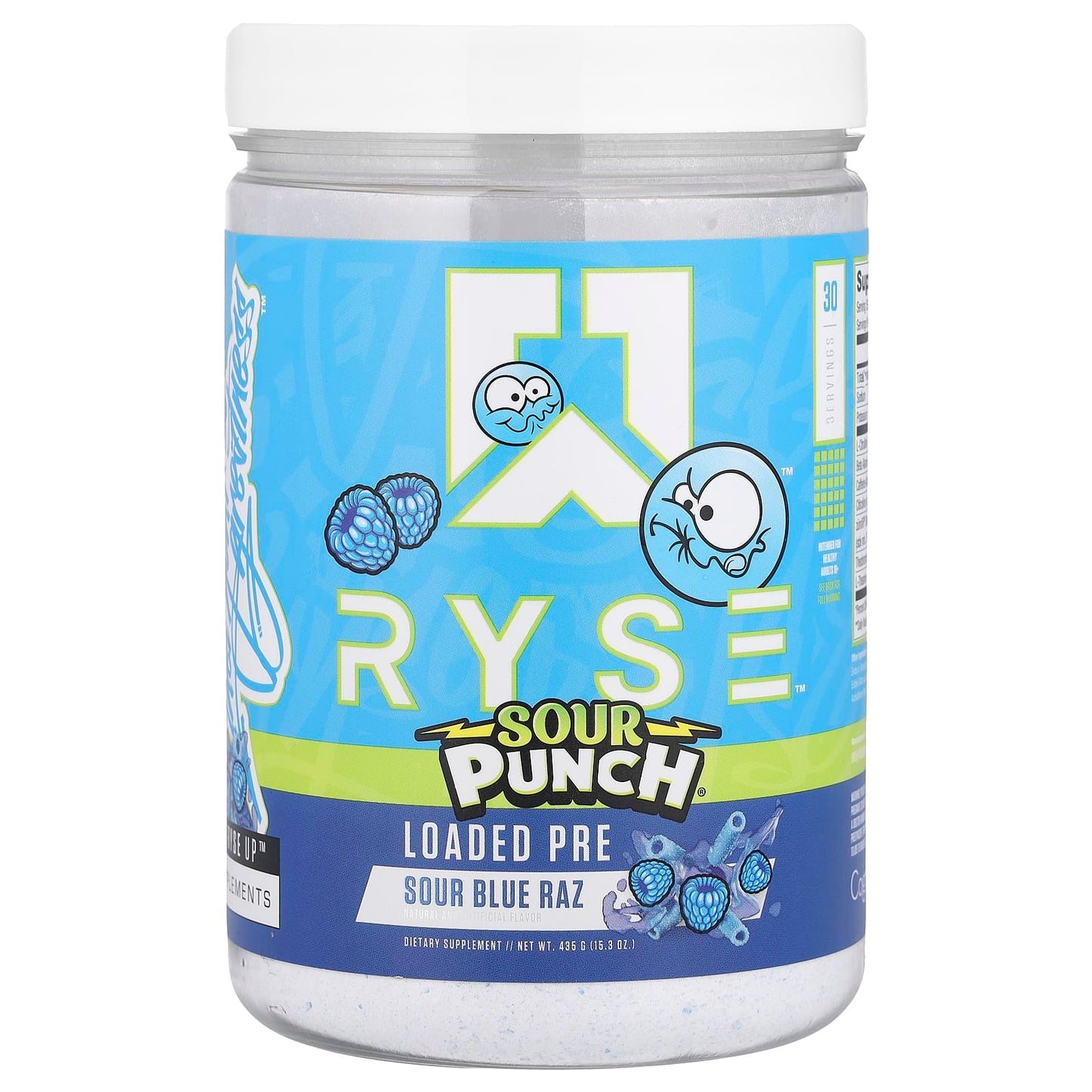 RYSE, Loaded Pre, Sour Punch® Sour Blue Raz, 15.3 oz (435 g) - Image 1