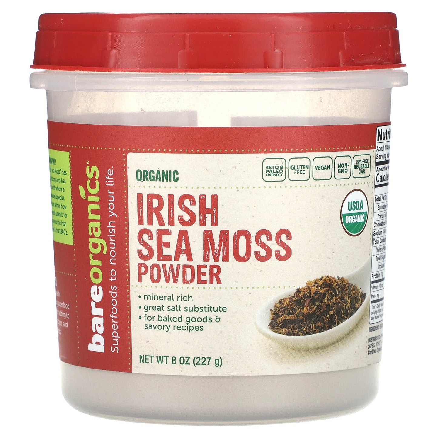 Organic Irish Sea Moss Powder for Keto & Paleo Diets, 8 oz - Image 1