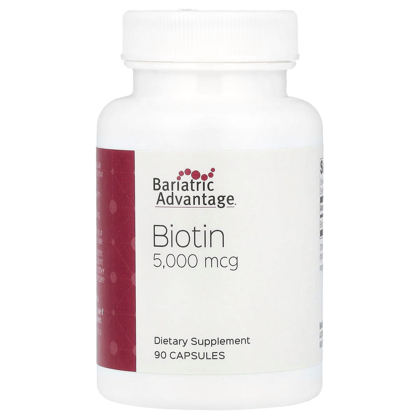 Bariatric Biotin Supplement, 5,000 mcg, 90 Capsules - Vegetarian & Non-GMO - Image 1