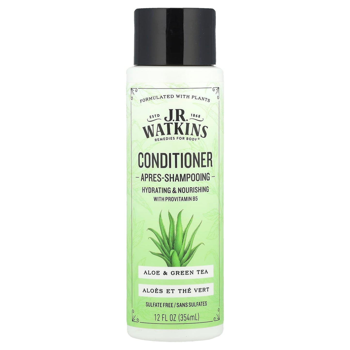 J.R. Watkins Aloe & Green Tea Conditioner, 12 fl oz, Sulfate-Free & Cruelty-Free - Image 1