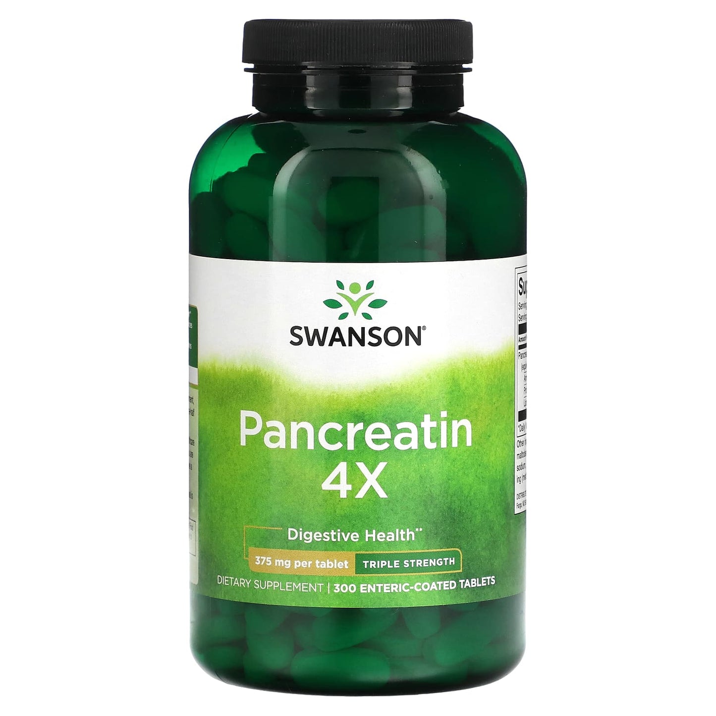 Swanson, Pancreatin 4X, Triple Strength, 375 mg, 300 Enteric-Coated Tablets - Image 1