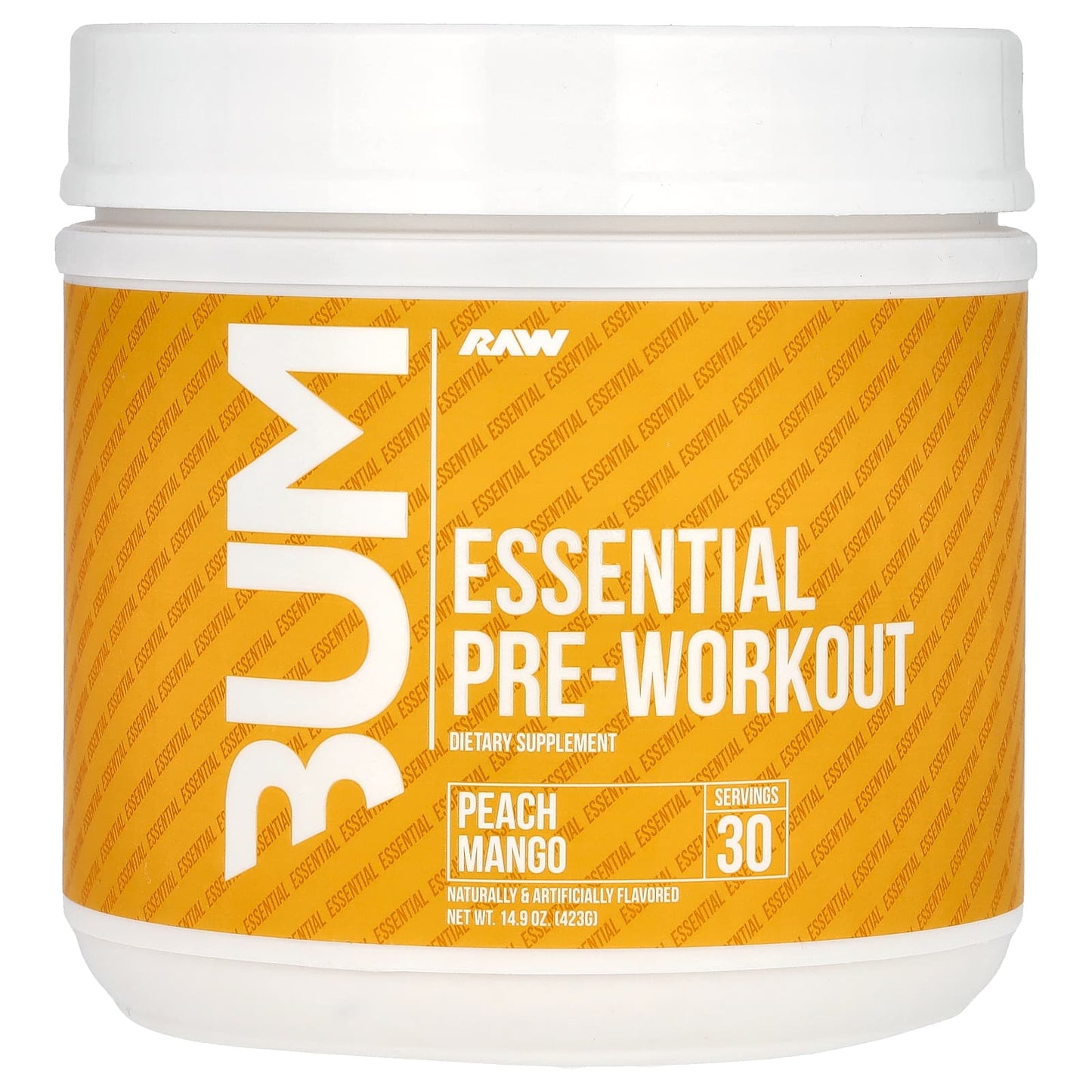 Raw Nutrition, Bum, Essential Pre-Workout, Peach Mango, 14.9 oz (423 g) - Image 1