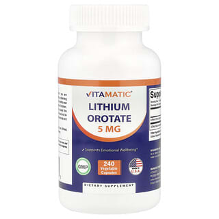 Lithium Orotate Supplement by Vitamatic - 5mg per Capsule (240 Count)