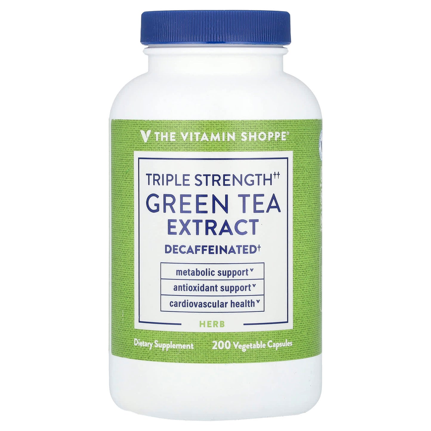The Vitamin Shoppe, Green Tea Extract, Triple Strength, Decaffeinated, 200 Vegetable Capsules (750 mg per Capsule) - Image 1