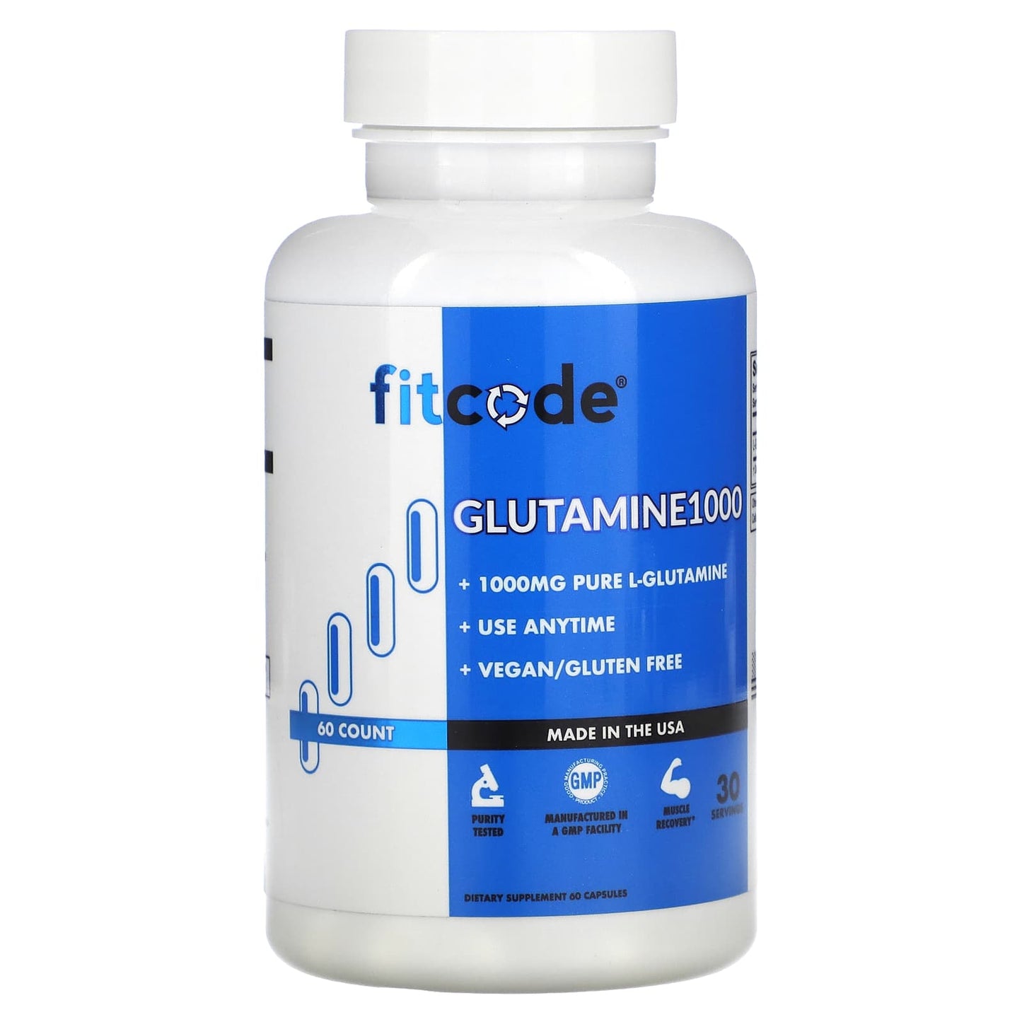 FITCODE Glutamine1000 - 60 Capsules for Muscle Recovery and Growth - Image 1