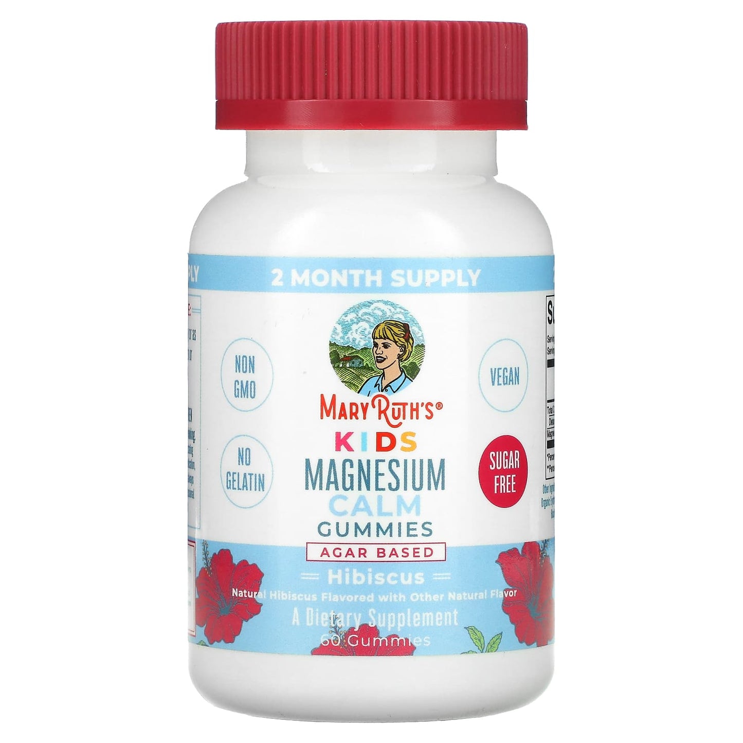 MaryRuth's, Kids Magnesium Calm Gummies, Hibiscus, 50 mg, 60 Gummies - Image 1