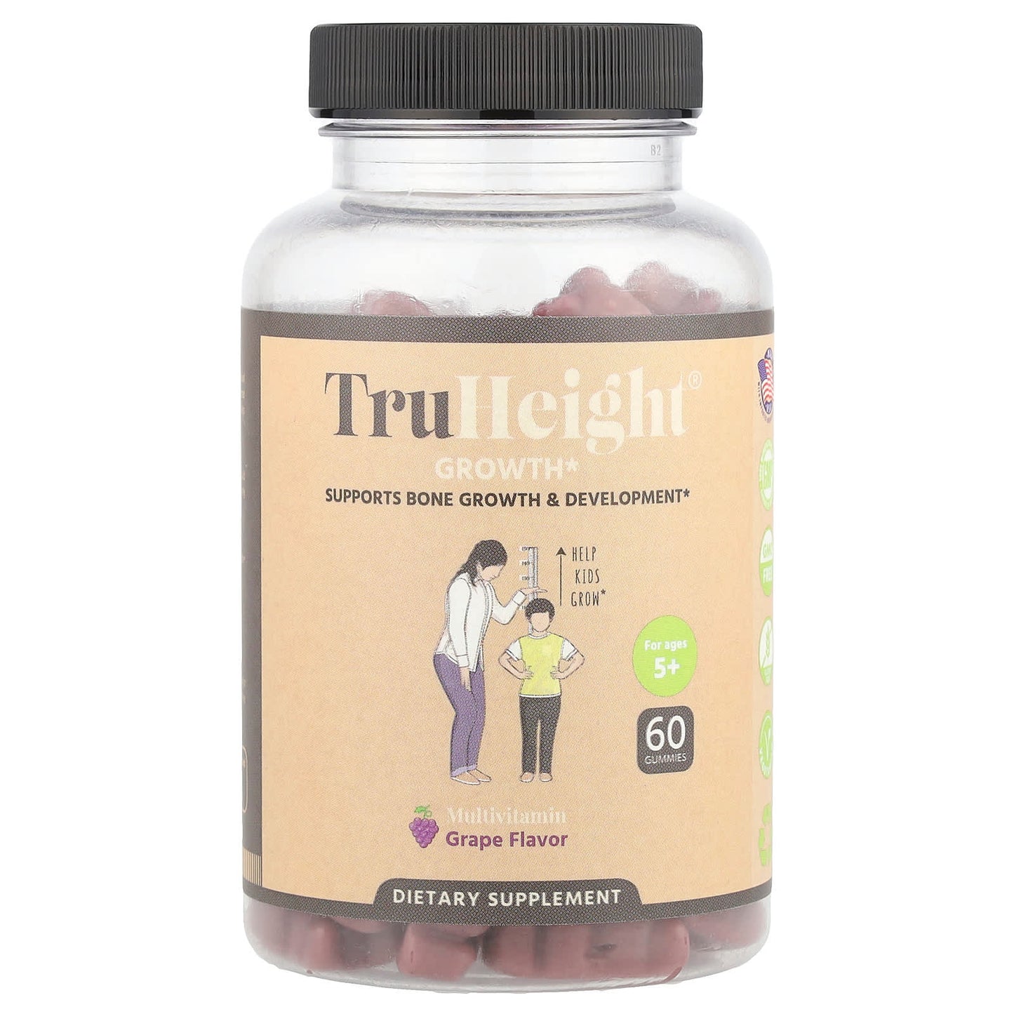 TruHeight, Growth Gummies, Multivitamin, For Ages 5+, Grape, 60 Gummies - Image 1