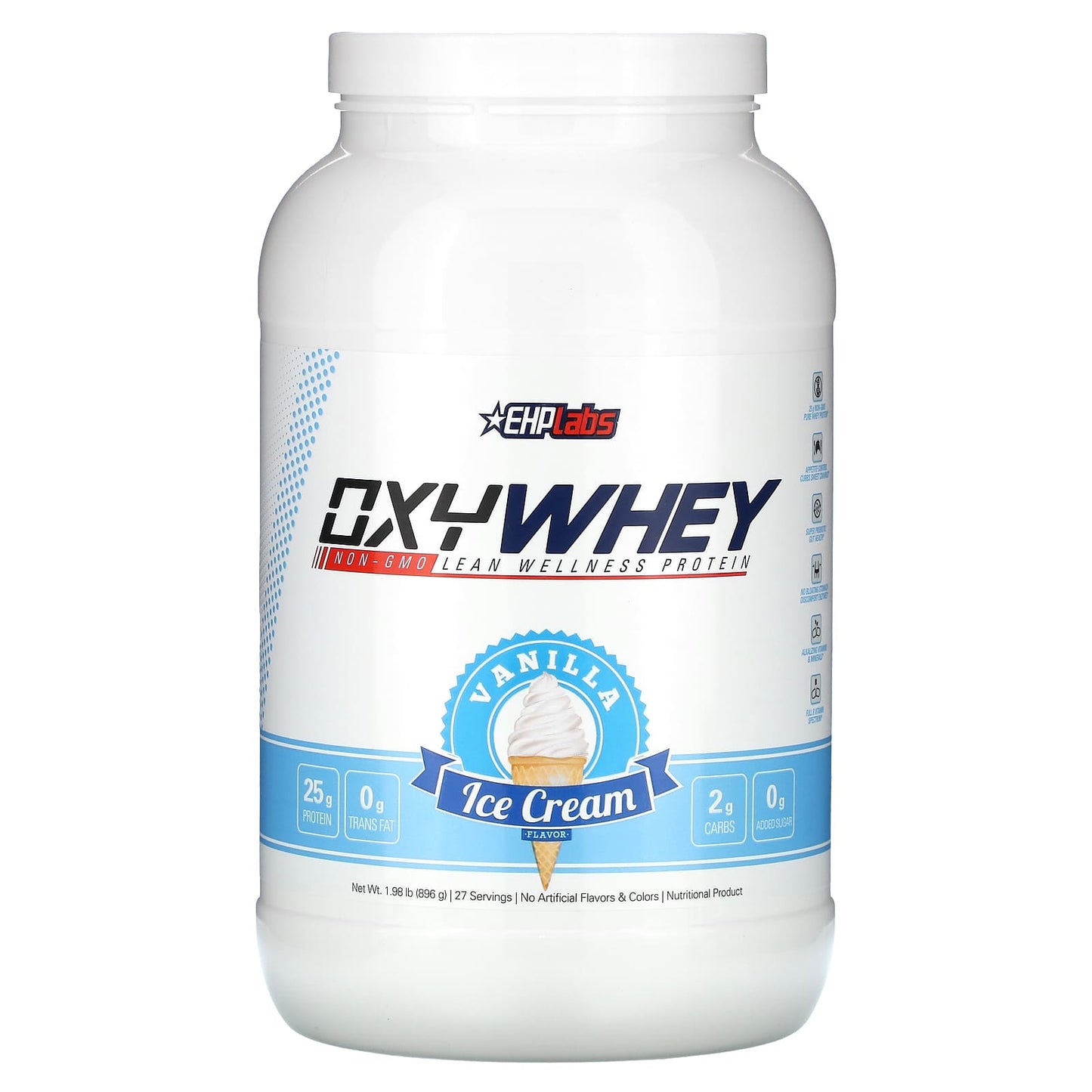 EHPlabs OxyWhey Lean Wellness Protein - Vanilla Ice Cream, 25g Non-GMO Whey - Image 1