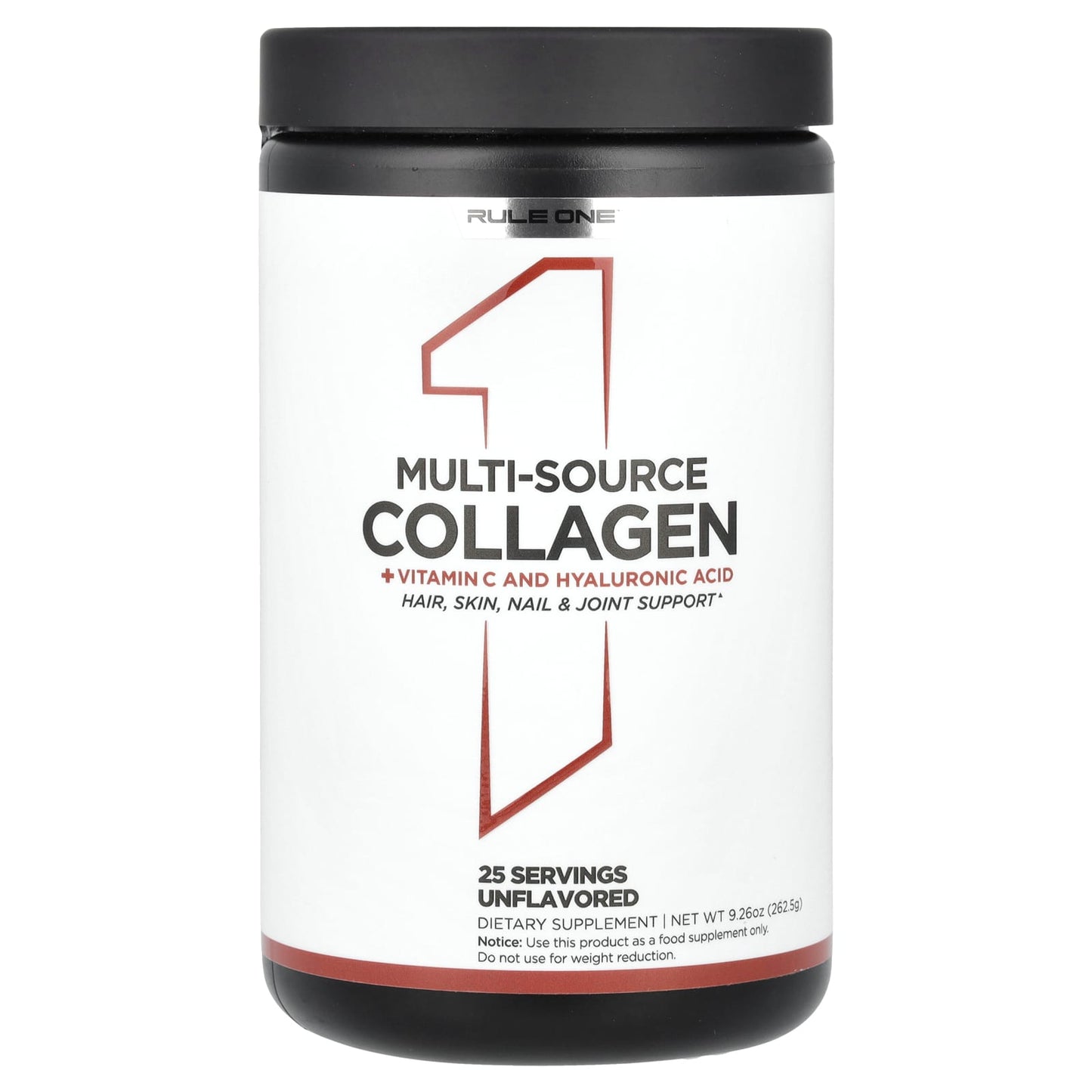 Rule One Proteins, Multi-Source Collagen + Vitamin C and Hyaluronic Acid, Unflavored, 9.26 oz (262.5 g) - Image 1