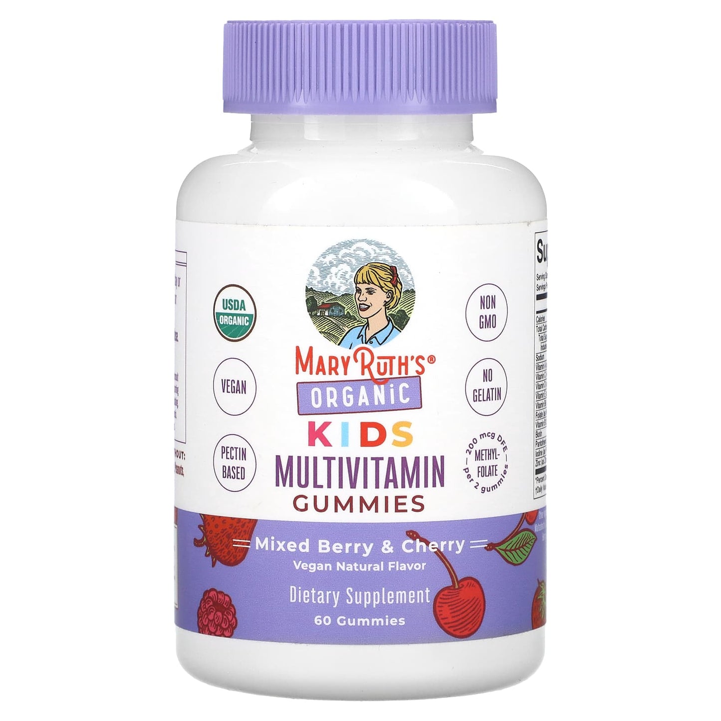 MaryRuth's, Organic Kids Multivitamin Gummies, Mixed Berry & Cherry, 60 Gummies - Image 1