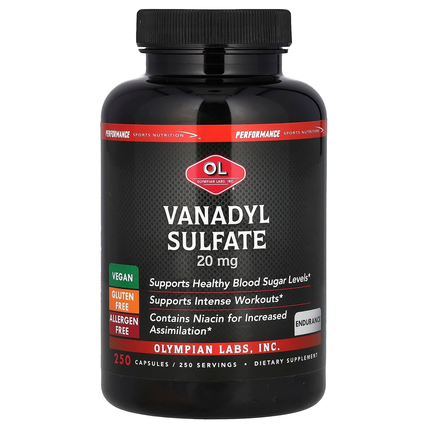 Olympian Labs, Vanadyl Sulfate, 20 mg, 250 Capsules - Image 1