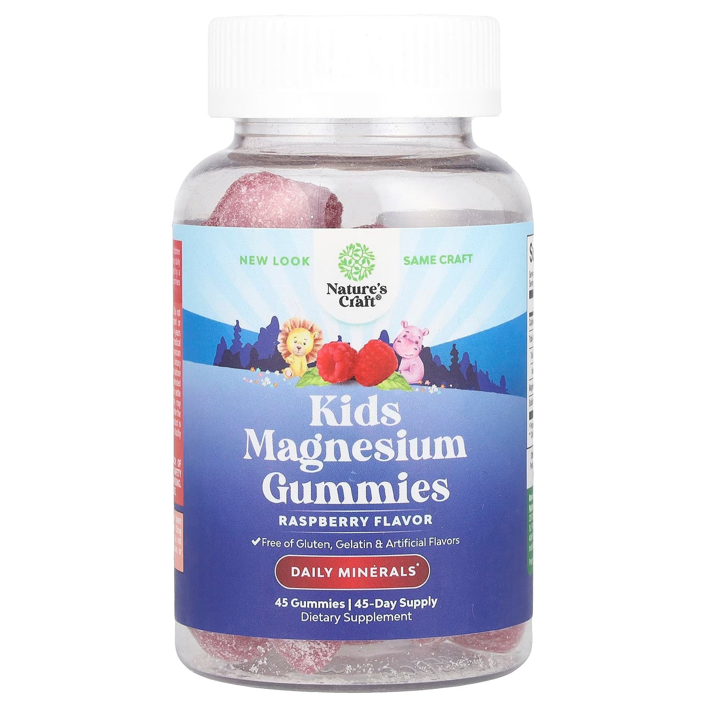 Nature's Craft, Kids Magnesium Gummies, Raspberry, 45 Gummies - Image 1