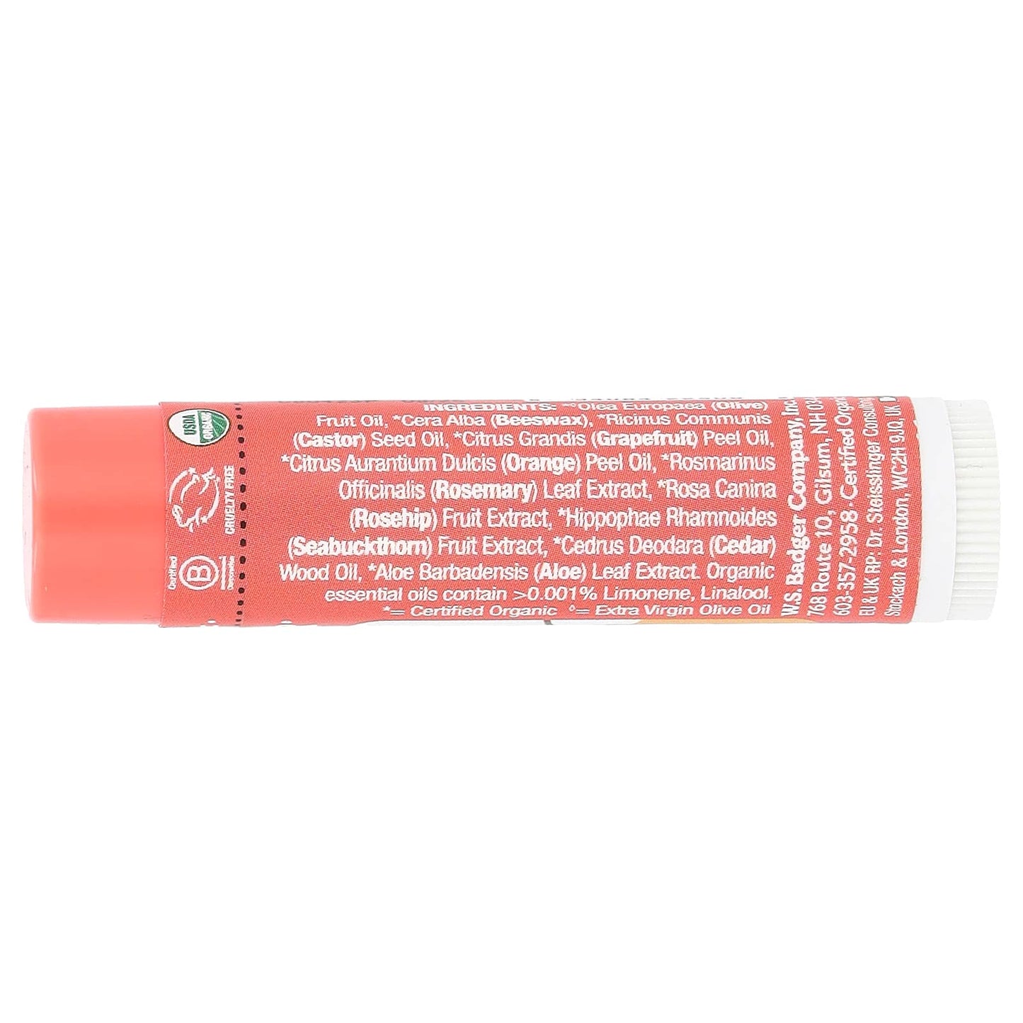 Badger Pink Grapefruit Lip Balm 0.15 oz - Cruelty-Free & USDA Organic - Image 2