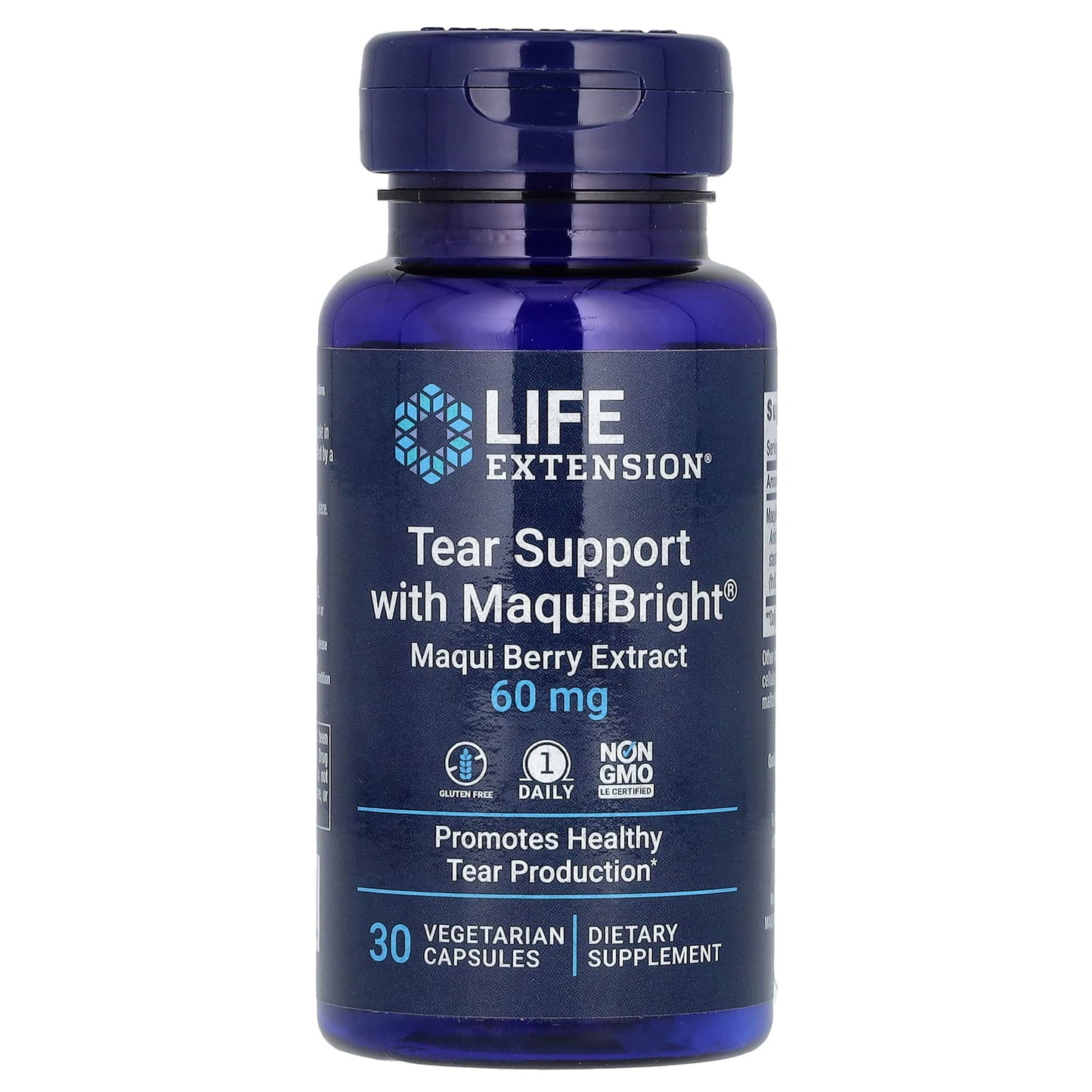 Life Extension, Tear Support with MaquiBright, Maqui Berry Extract, 60 mg, 30 Vegetarian Capsules - Image 1