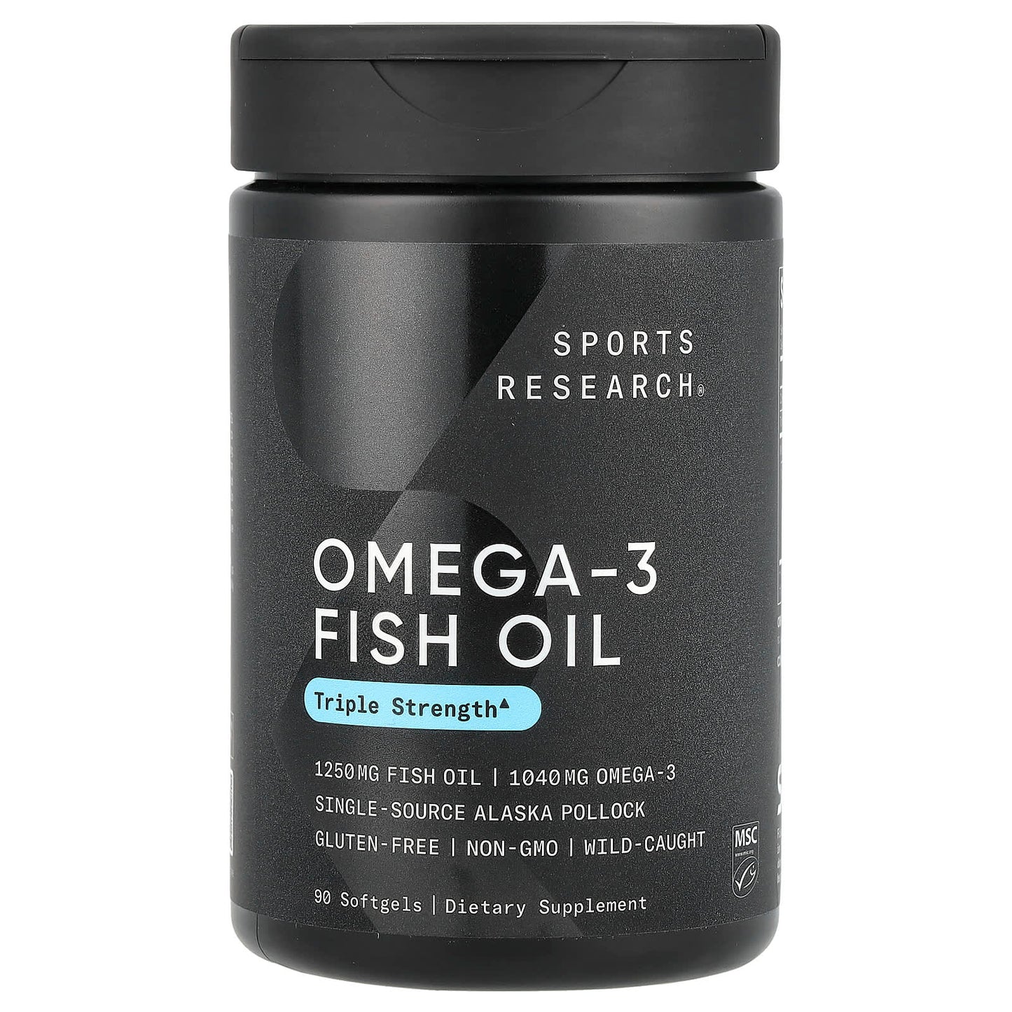 Sports Research, Omega-3 Fish Oil, Triple Strength, 90 Softgels - Image 1