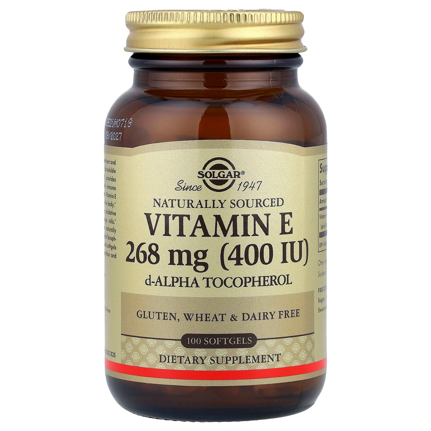 Solgar, Vitamin E, 268 mg (400 IU), 100 Softgels - Image 1
