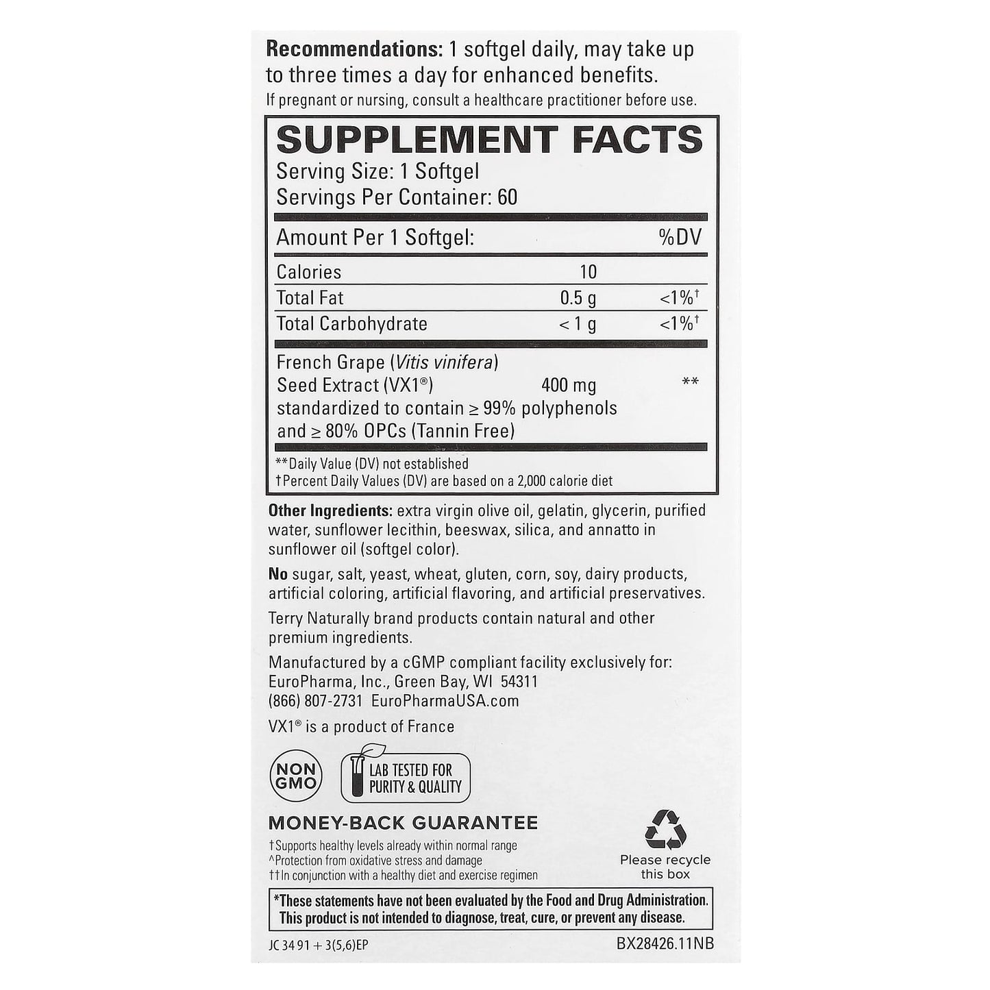 Terry Naturally, Clinical OPC®, Extra Strength, 400 mg, 60 Softgels - Image 2