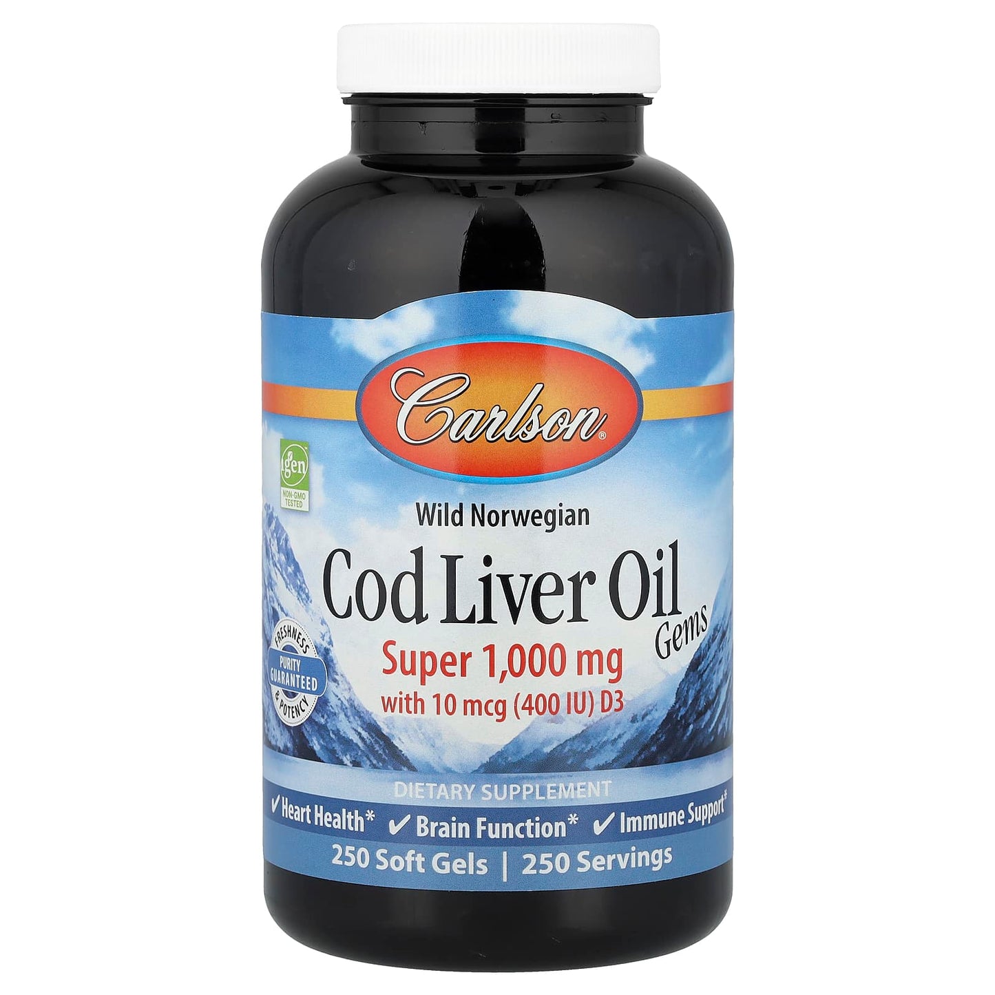 Carlson, Wild Norwegian, Cod Liver Oil Gems, 250 Soft Gels