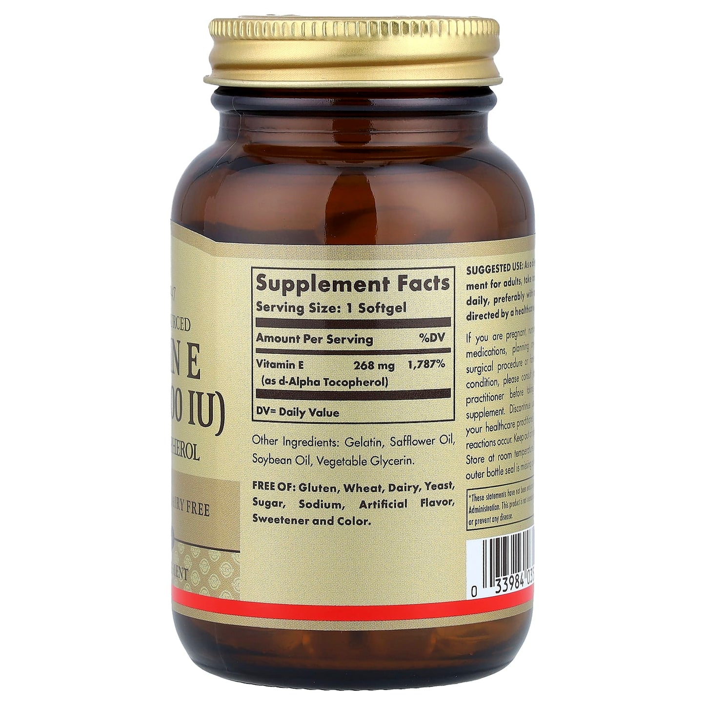 Solgar, Vitamin E, 268 mg (400 IU), 100 Softgels - Image 2