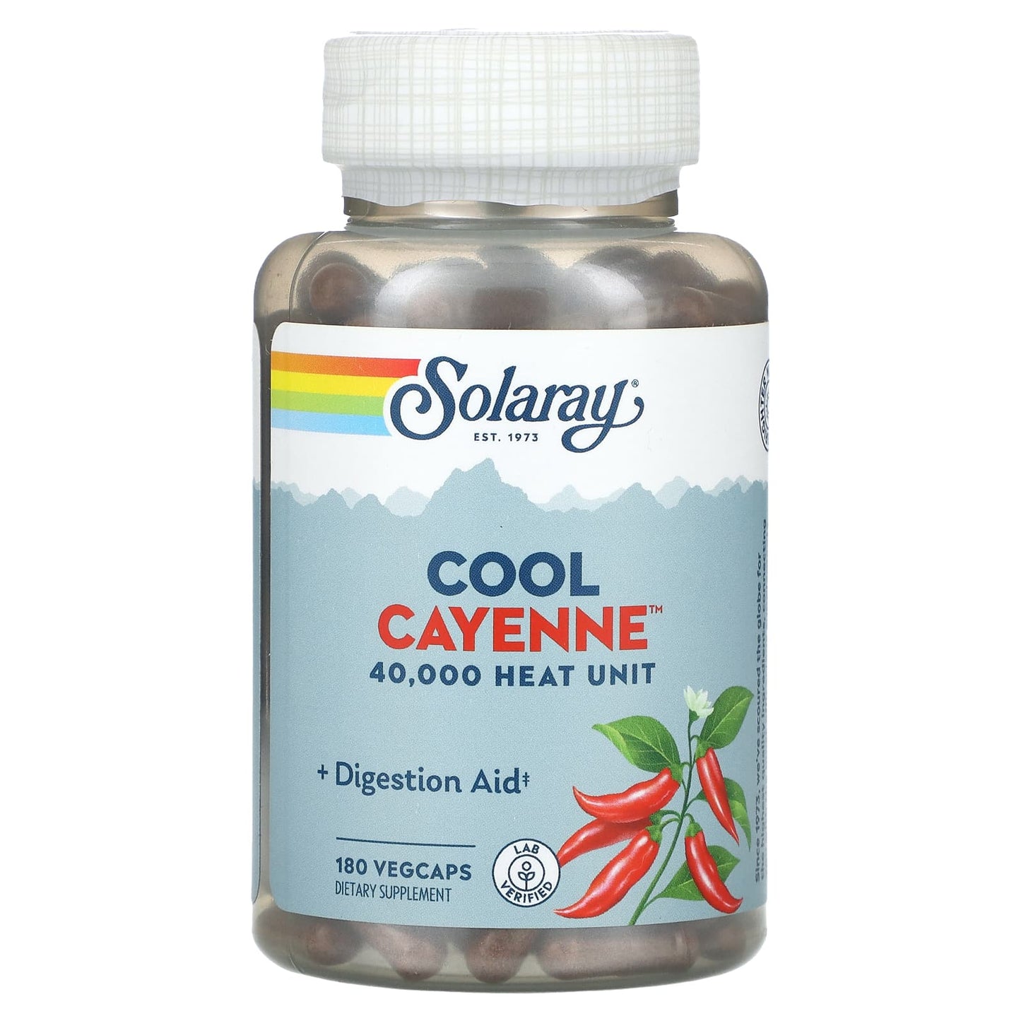 Solaray, Cool Cayenne, 180 VegCaps (300 mg Per VegCap) - Image 1