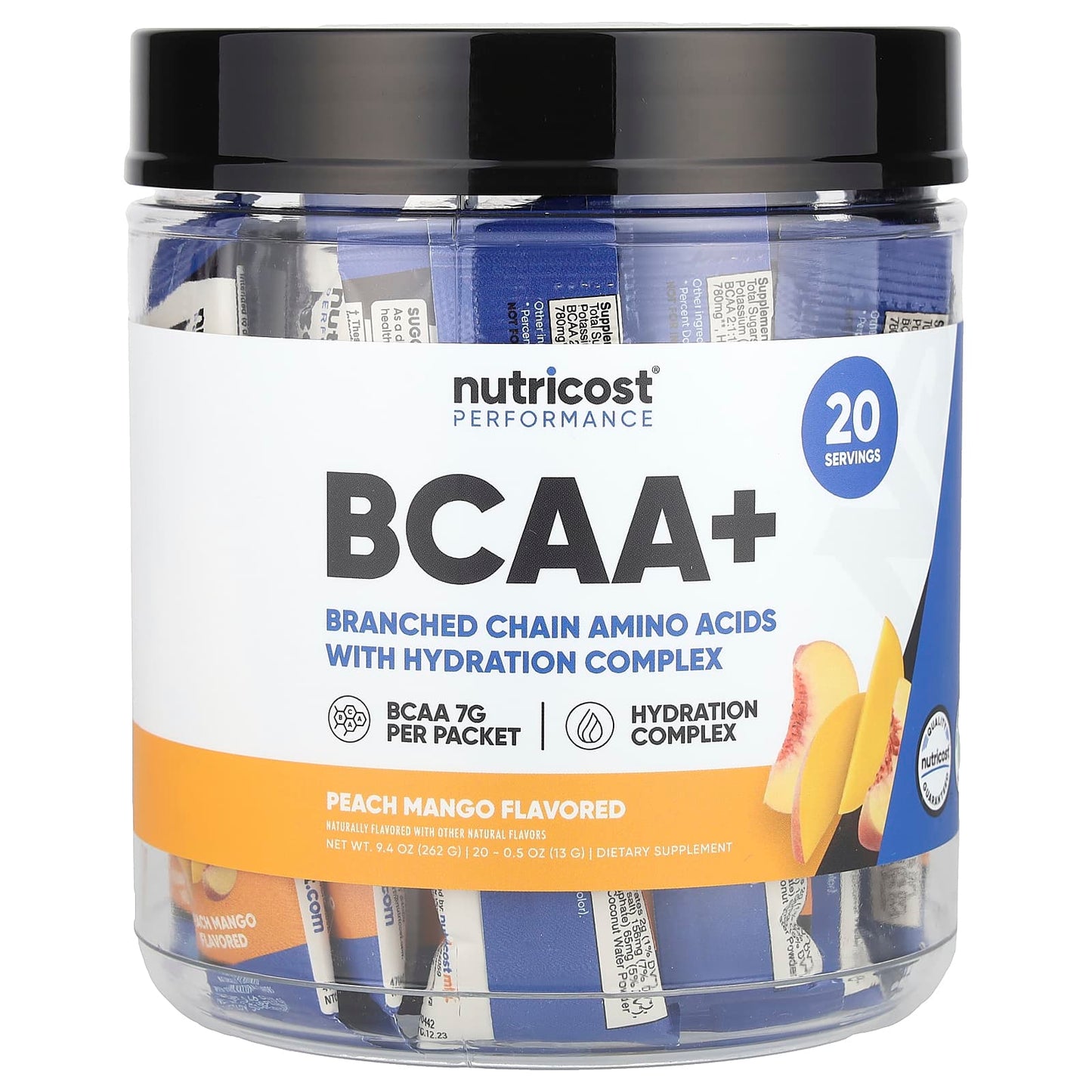 Nutricost, Performance, BCAA+, Peach Mango, 20 Packets, 0.5 oz (13 g) Each - Image 1
